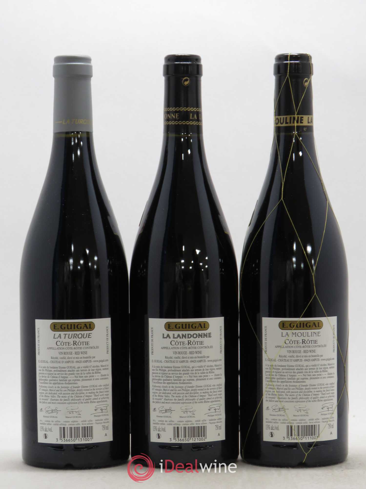Côte-Rôtie Guigal Trilogie La Turque - La Landonne - La Mouline 2014 - Lot de 3 bouteilles - 1
