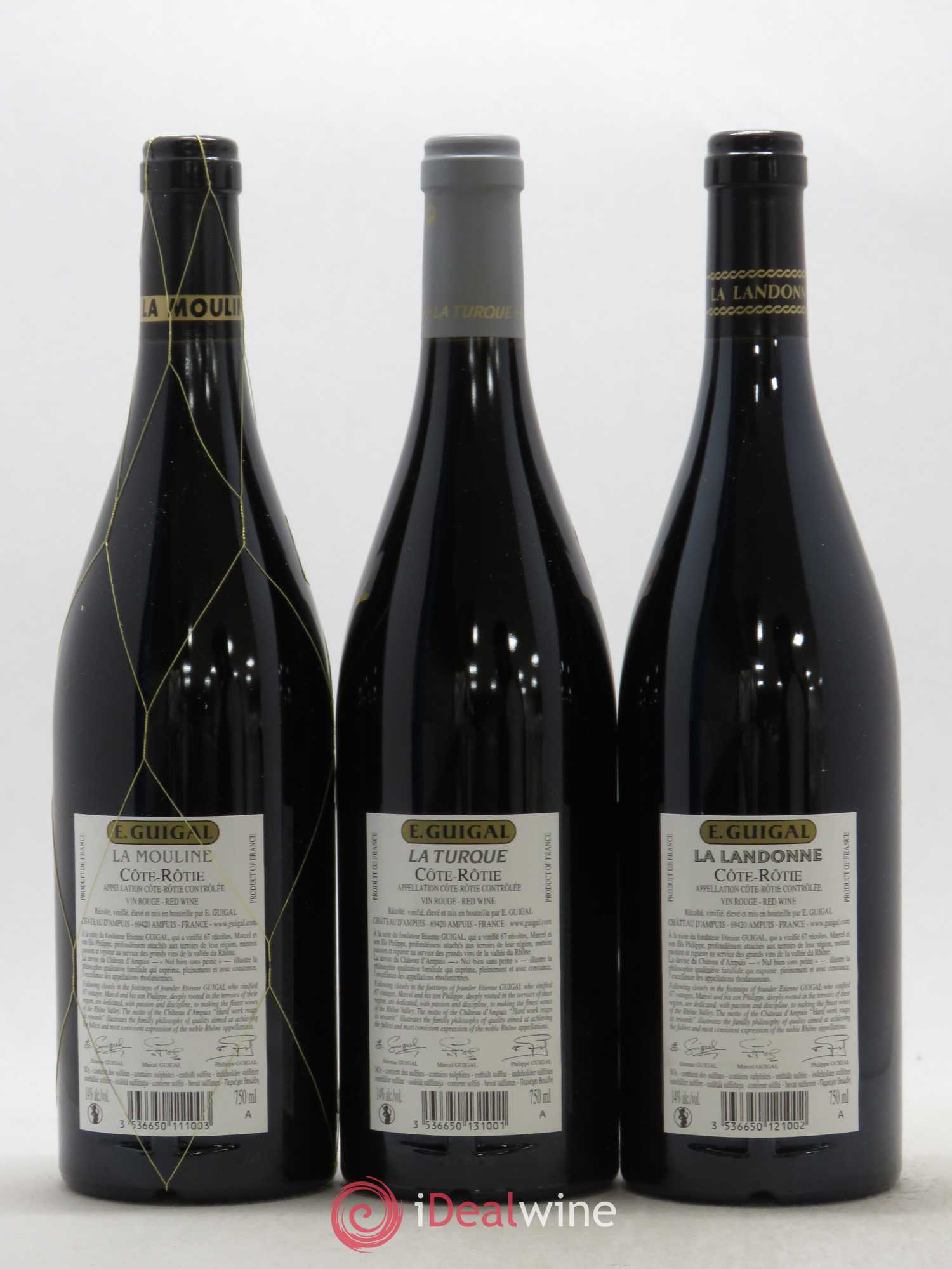 Côte-Rôtie Guigal Trilogie La Turque - La Landonne - La Mouline 2015 - Lot de 3 bouteilles - 1