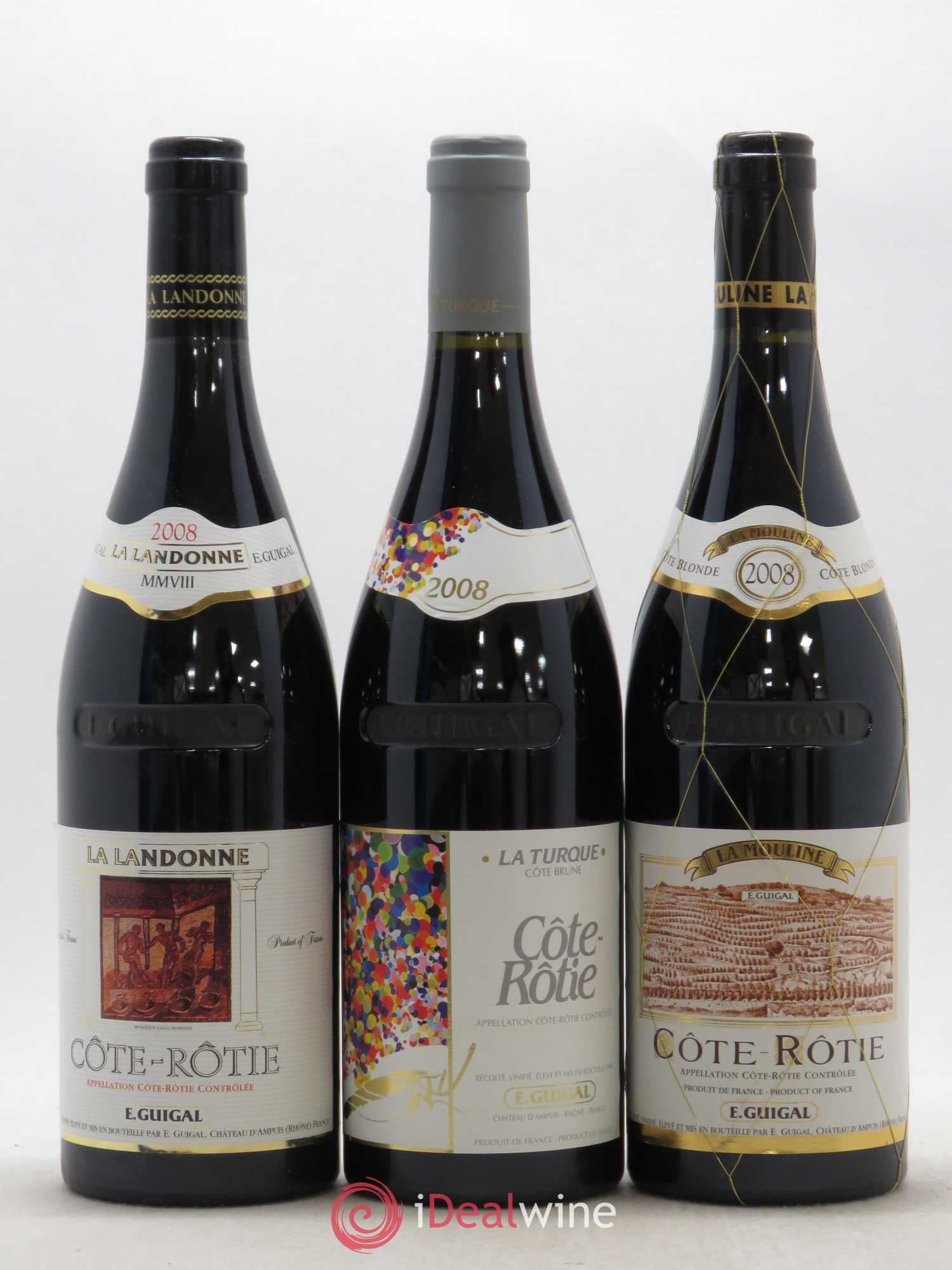 Côte-Rôtie Guigal Trilogie La Turque - La Landonne - La Mouline 2008 - Lot de 12 bouteilles - 3