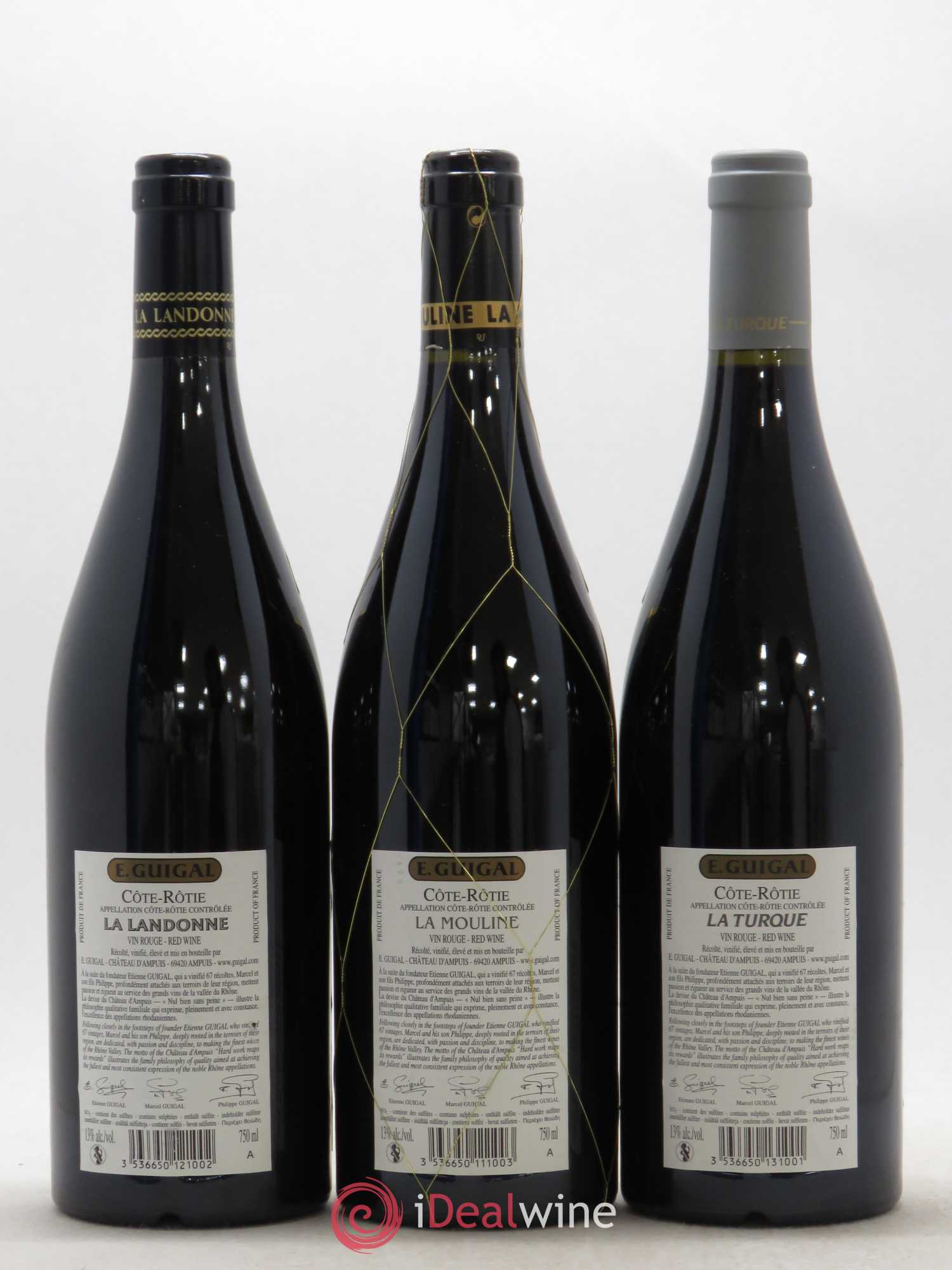 Côte-Rôtie Guigal Trilogie La Turque - La Landonne - La Mouline 2008 - Lot de 12 bouteilles - 6