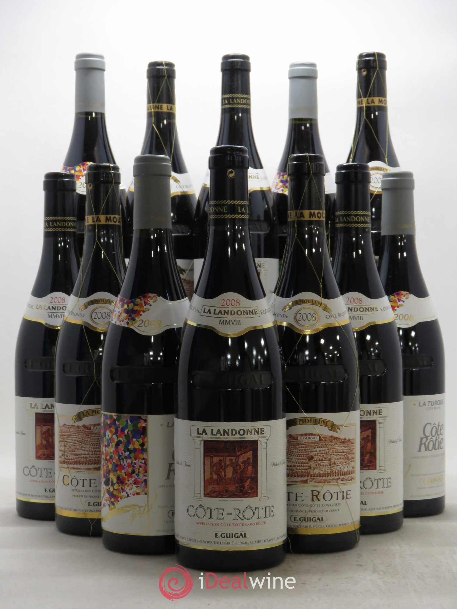 Côte-Rôtie Guigal Trilogie La Turque - La Landonne - La Mouline 2008 - Lot de 12 bouteilles - 0