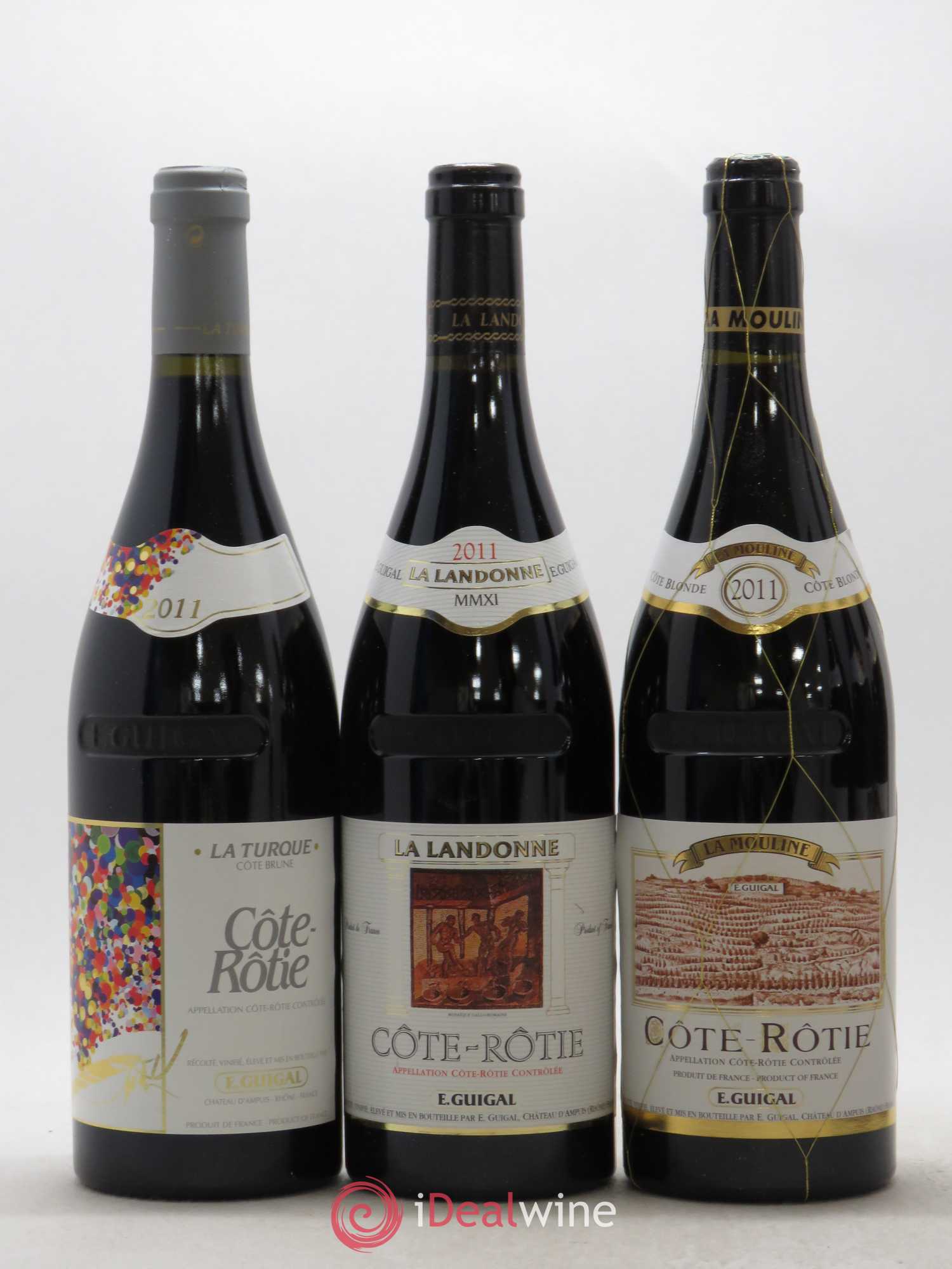 Côte-Rôtie Guigal Trilogie La Turque - La Landonne - La Mouline 2011 - Lot de 6 bouteilles - 1