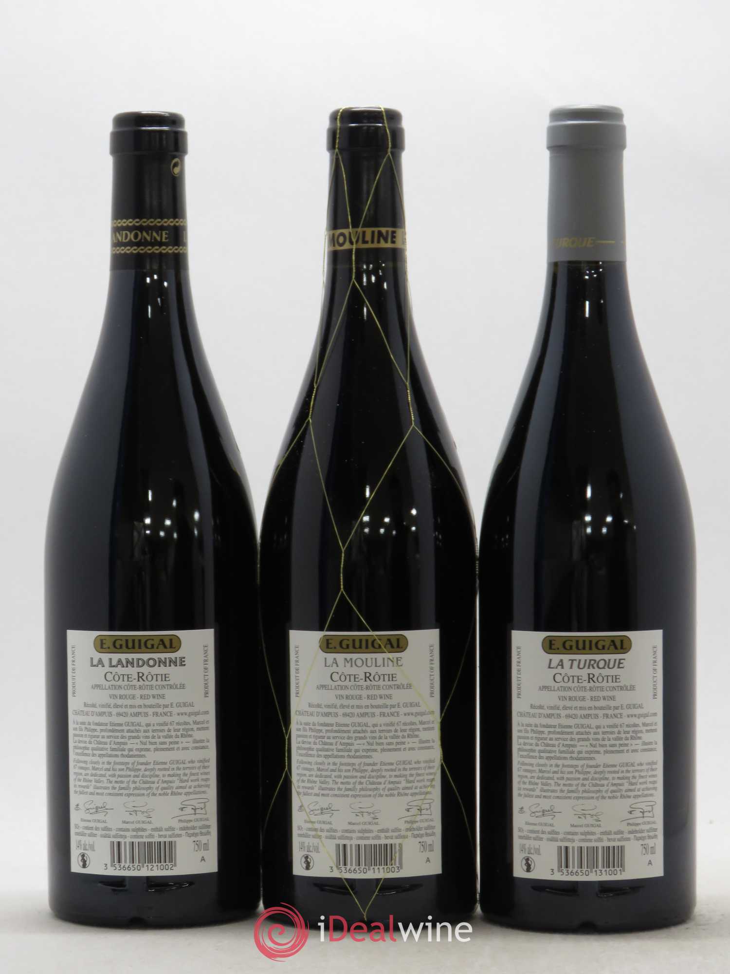 Côte-Rôtie Guigal Trilogie La Turque - La Landonne - La Mouline 2015 - Lot de 3 bouteilles - 1