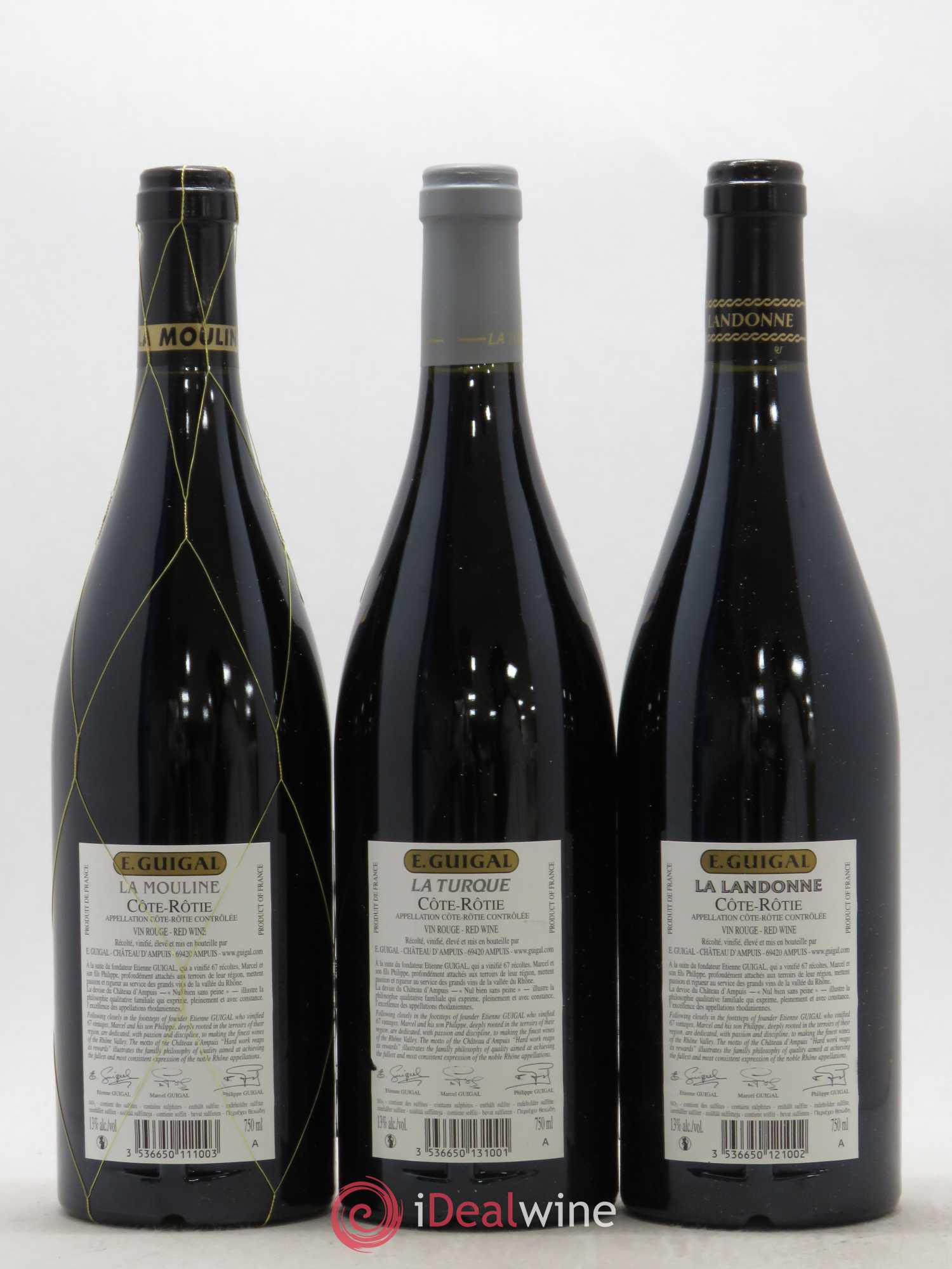 Côte-Rôtie Guigal Trilogie La Turque - La Landonne - La Mouline 2014 - Lot de 3 bouteilles - 1