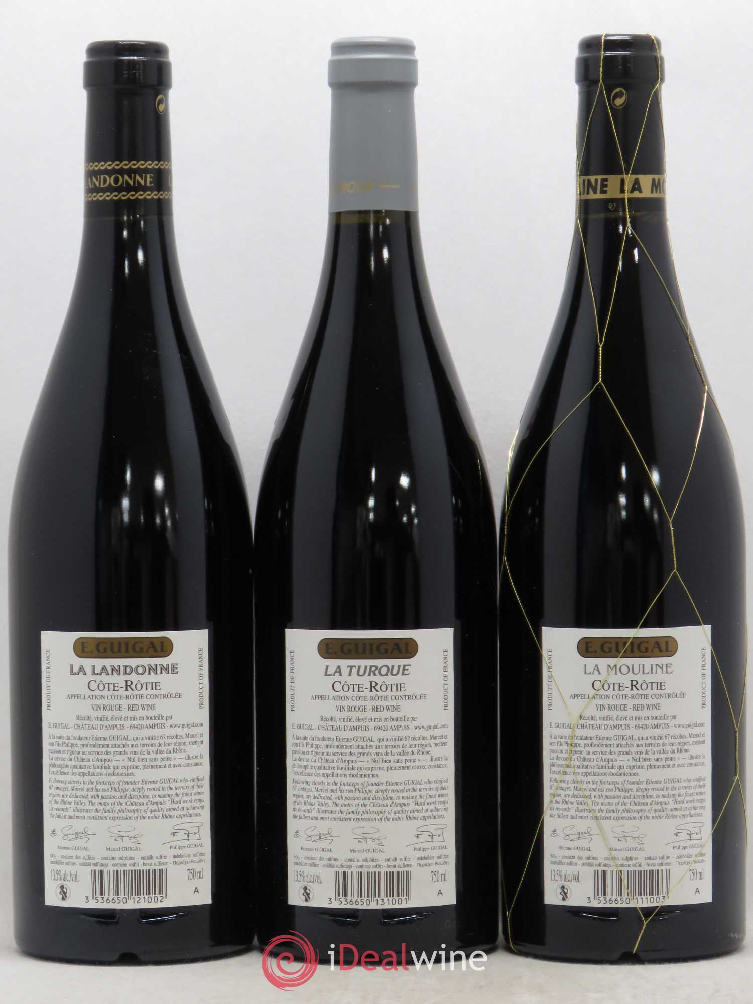 Côte-Rôtie Guigal Trilogie La Turque - La Landonne - La Mouline 2013 - Lot de 3 bouteilles - 1