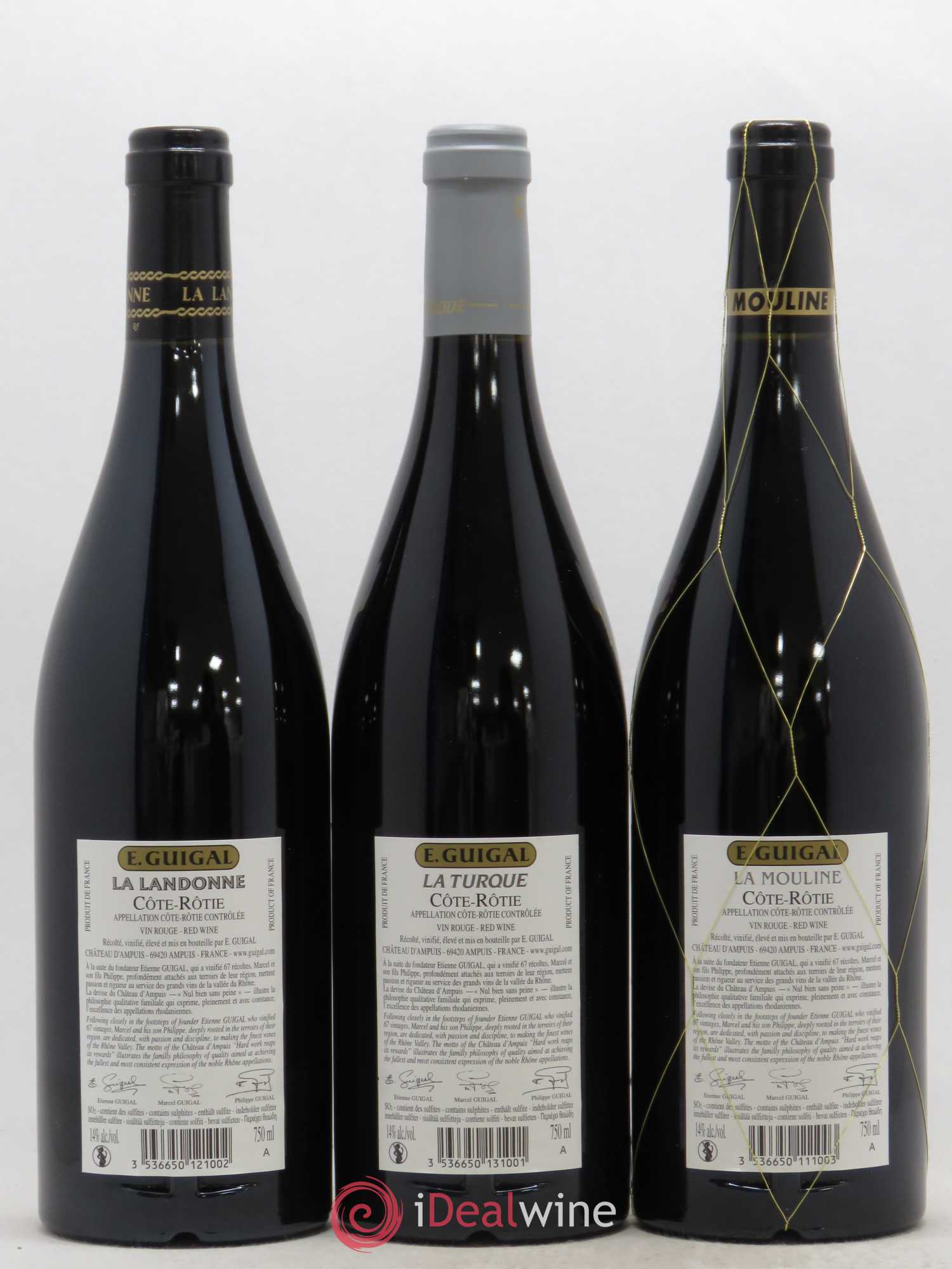 Côte-Rôtie Guigal Trilogie La Turque - La Landonne - La Mouline 2015 - Lot de 3 bouteilles - 1