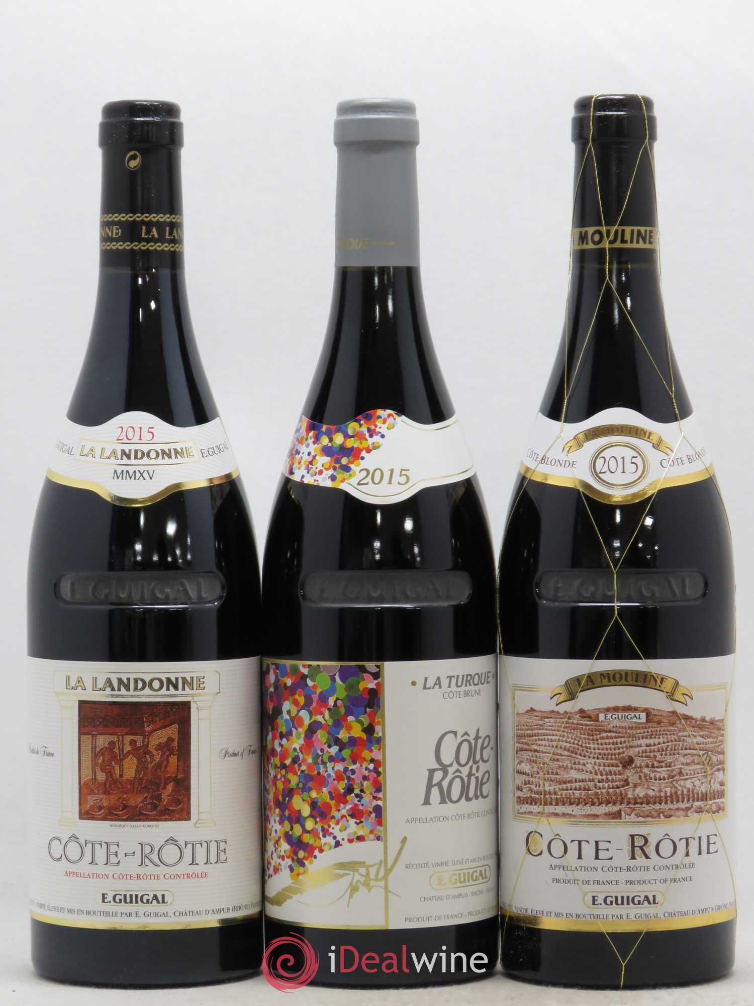 Côte-Rôtie Guigal Trilogie La Turque - La Landonne - La Mouline 2015 - Lot de 3 bouteilles - 0