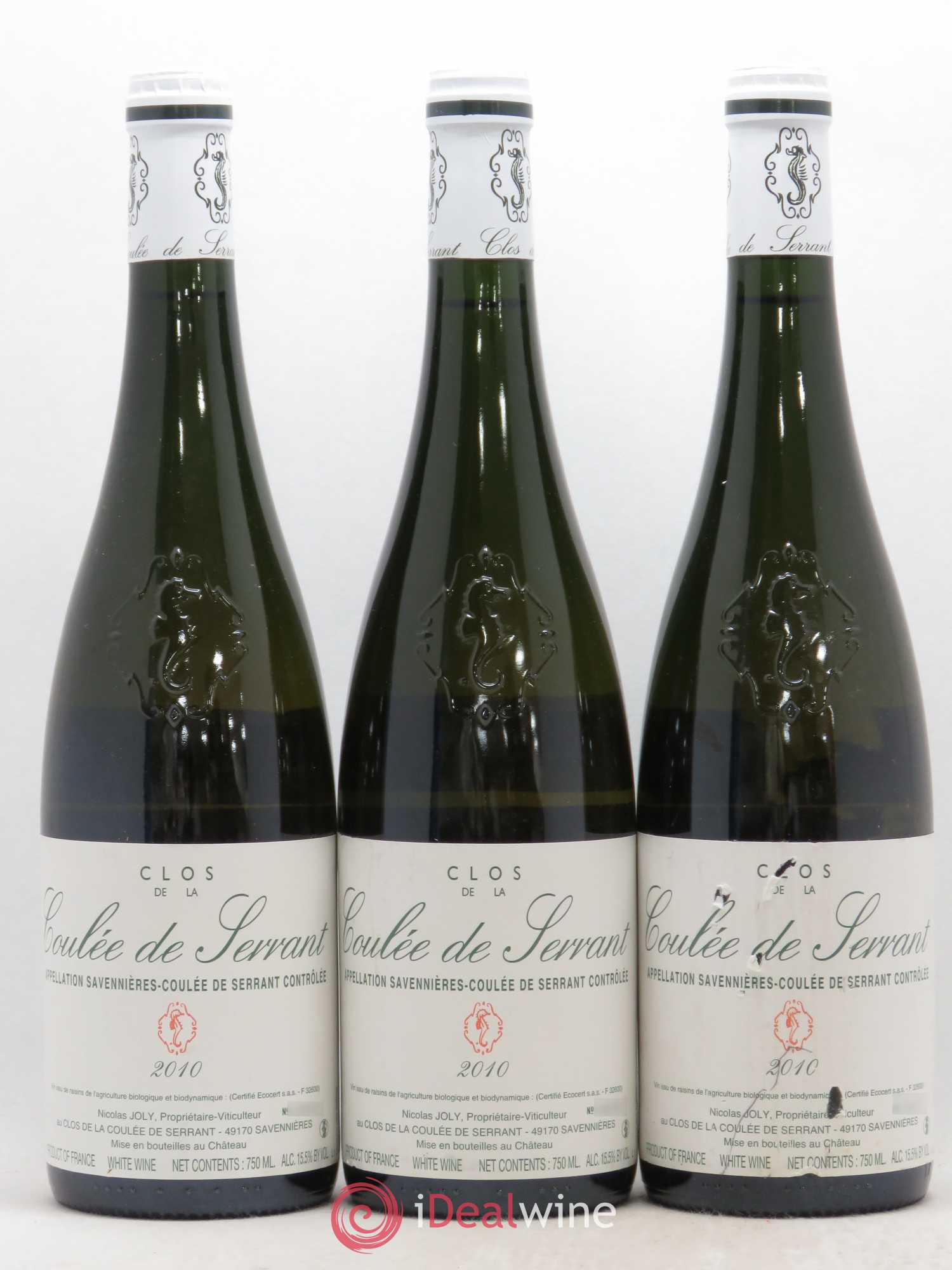 Savennières Clos de la Coulée de Serrant Vignobles de la Coulée de Serrant - Nicolas Joly 2010 - Lot de 3 bouteilles - 0
