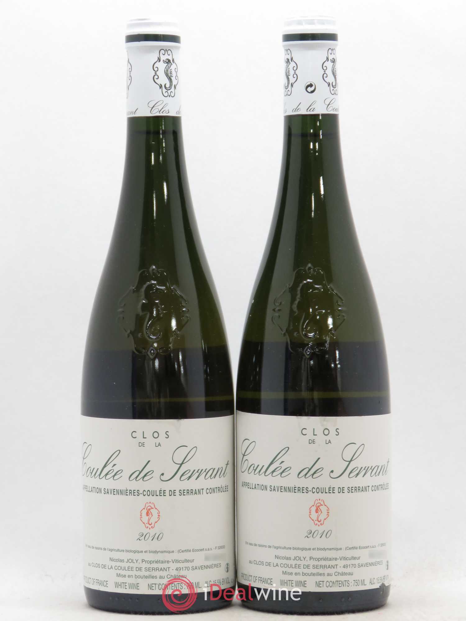 Savennières Clos de la Coulée de Serrant Vignobles de la Coulée de Serrant - Nicolas Joly 2010 - Lot de 2 bouteilles - 0