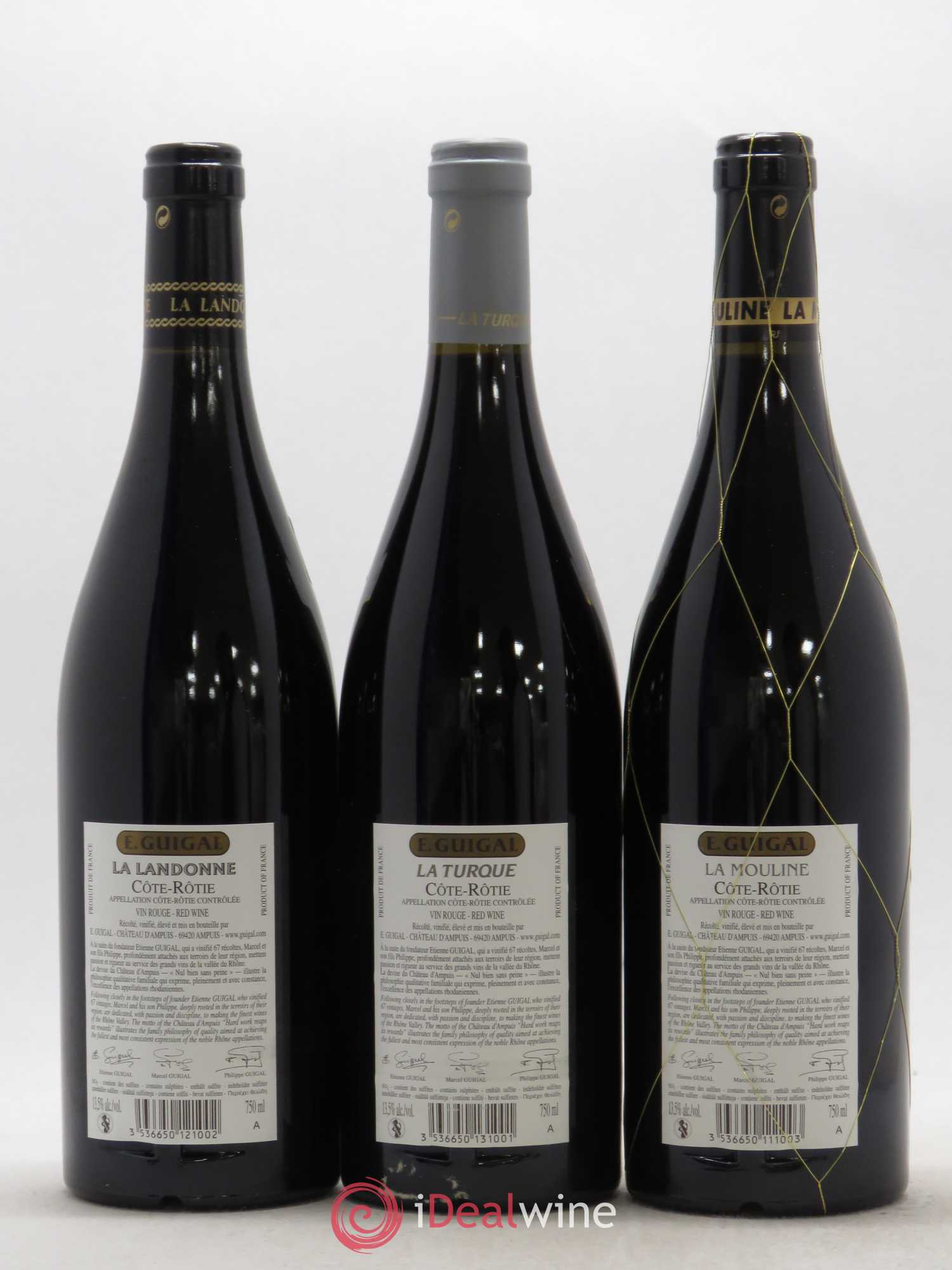 Côte-Rôtie Guigal Trilogie La Turque - La Landonne - La Mouline 2012 - Lot de 3 bouteilles - 1