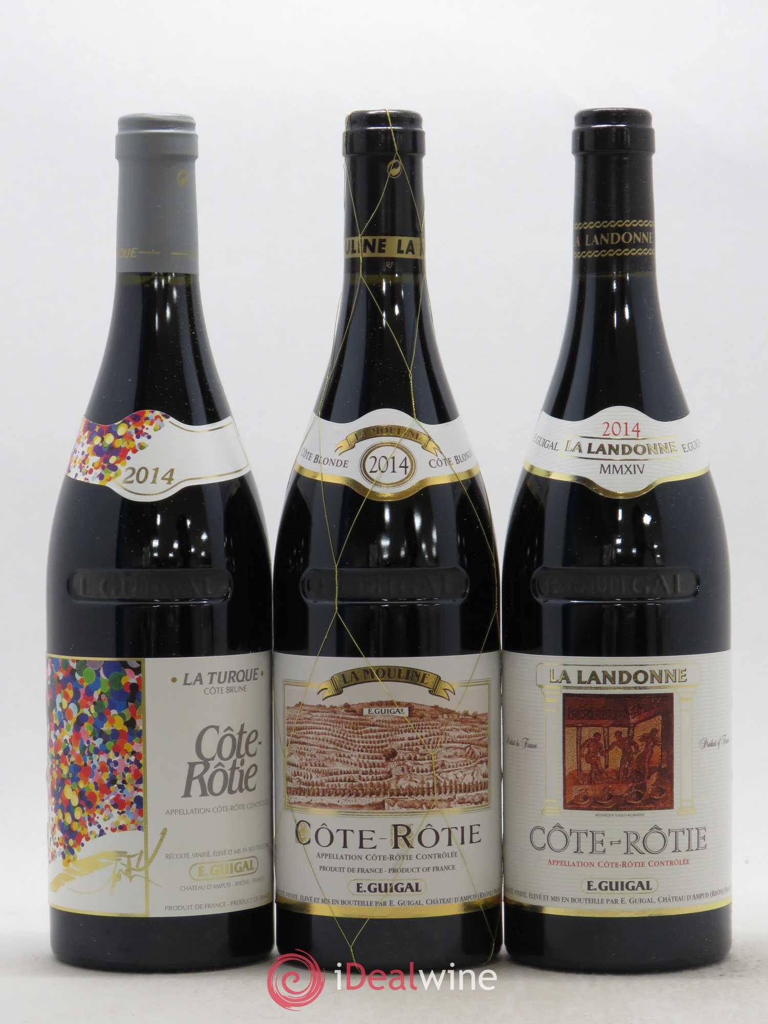 Côte-Rôtie Guigal Trilogie La Turque - La Landonne - La Mouline 2014 - Lot de 3 bouteilles - 0