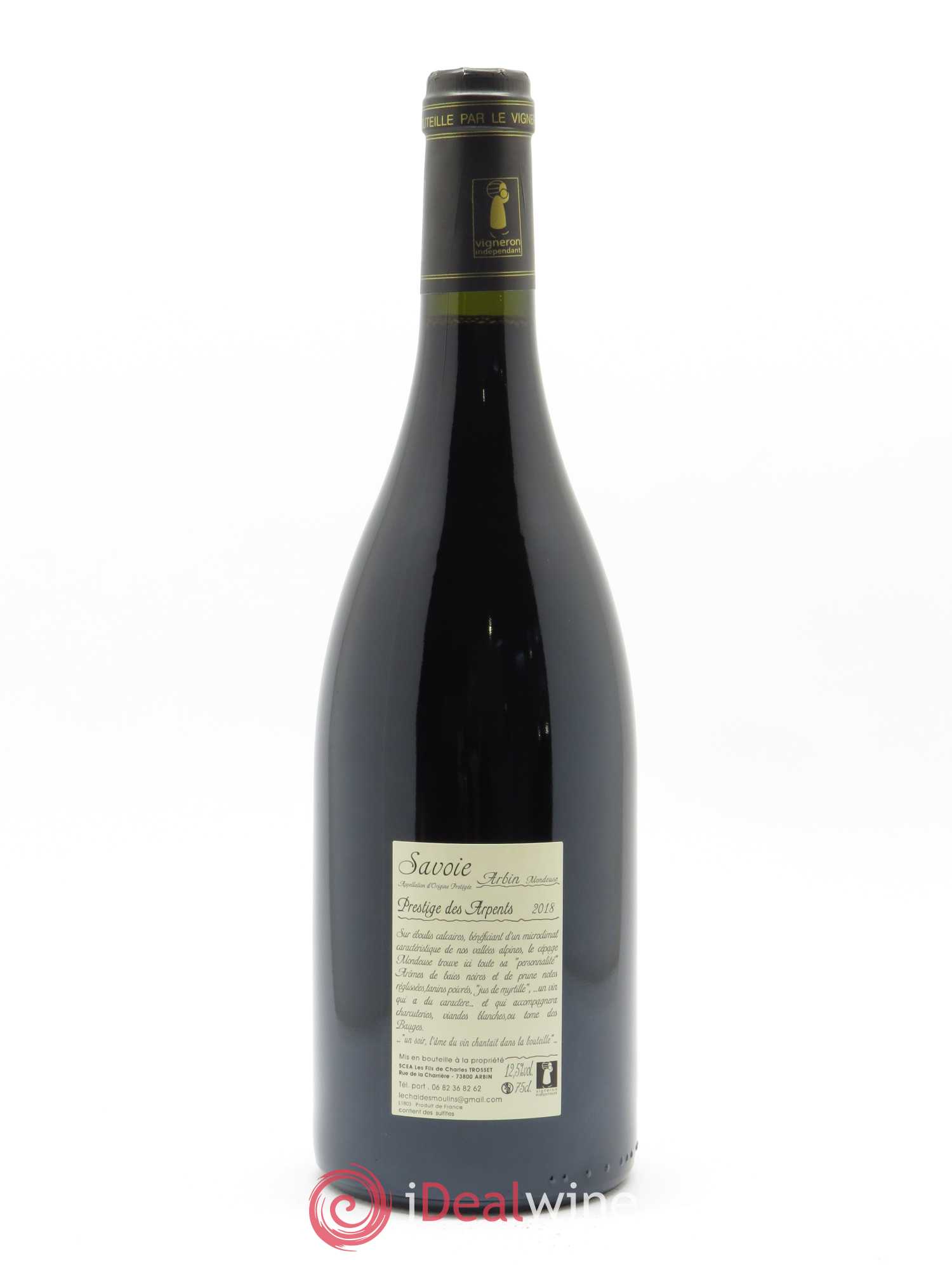 Vin de Savoie Arbin Mondeuse Prestige des Arpents Trosset 2018 - Lot de 1 bouteille - 1