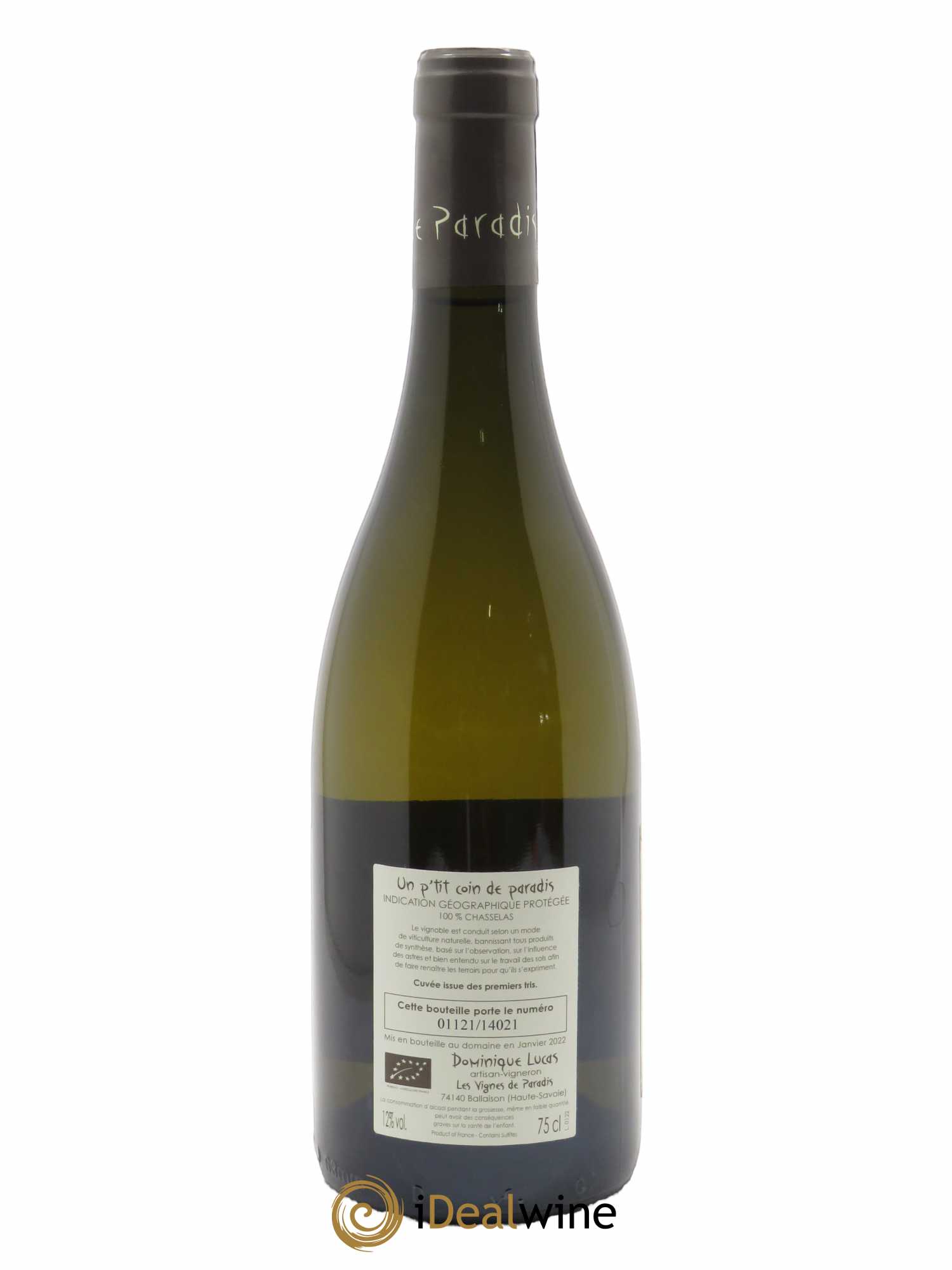 IGP Vin des Allobroges Chasselas Un p'tit coin de paradis Les Vignes de Paradis 2020 - Lot de 1 bouteille - 1