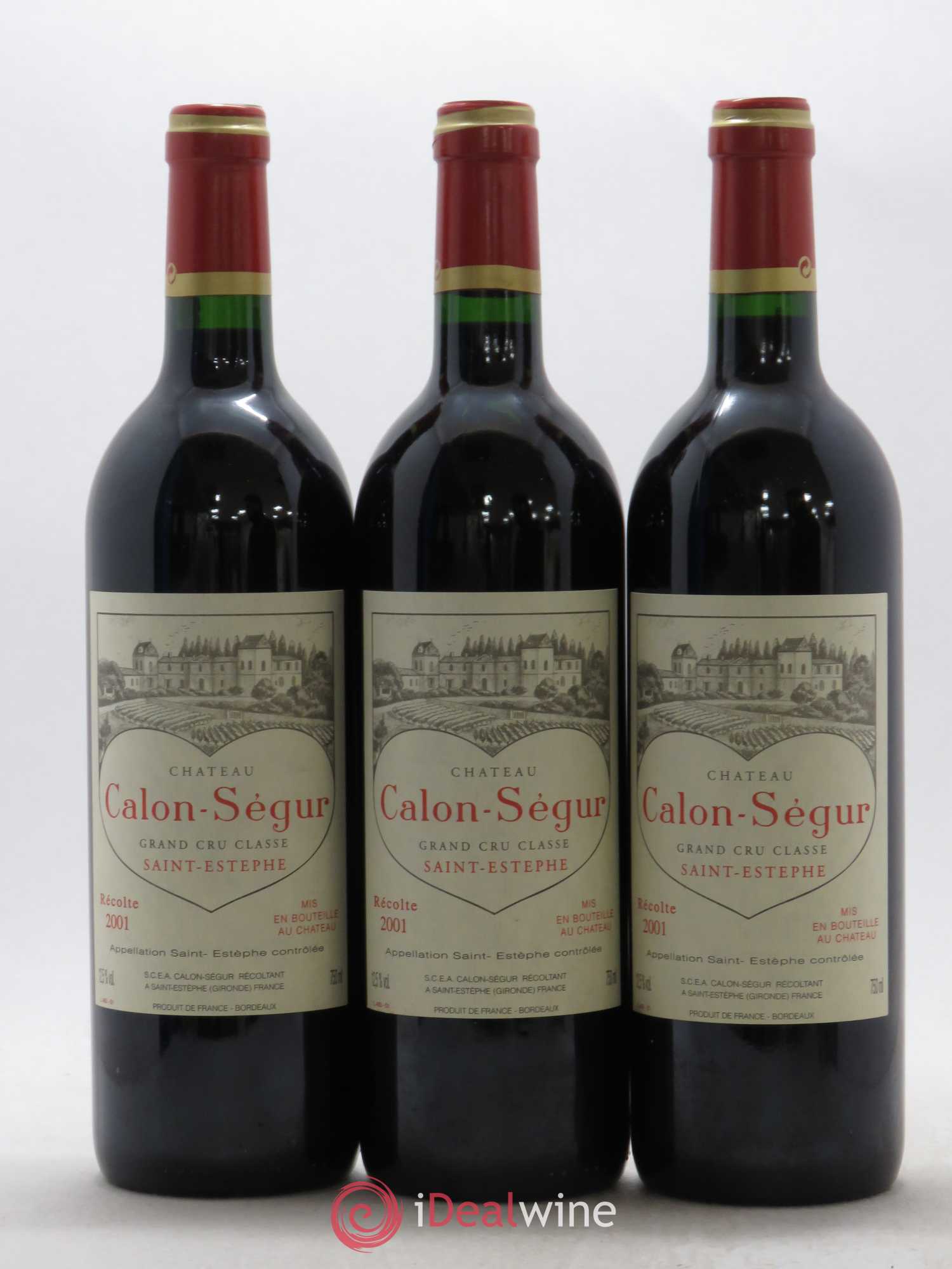 Château Calon Ségur 3ème Grand Cru Classé 2001 - Lot de 3 bouteilles - 0