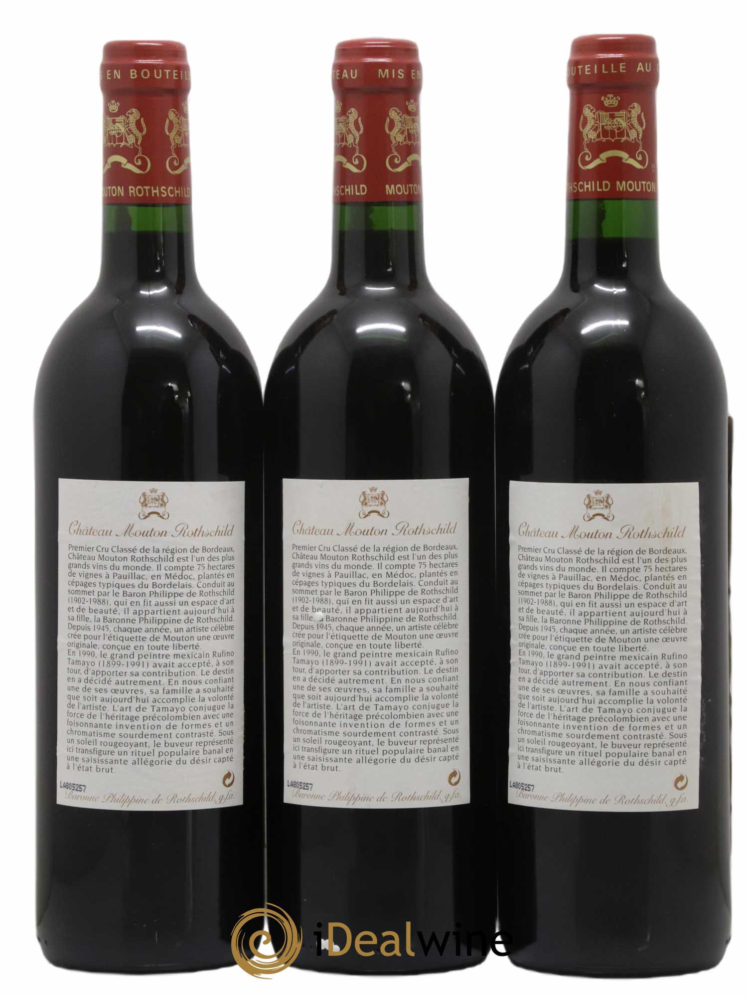 Château Mouton Rothschild 1er Grand Cru Classé 1998 - Lot de 3 bouteilles - 1