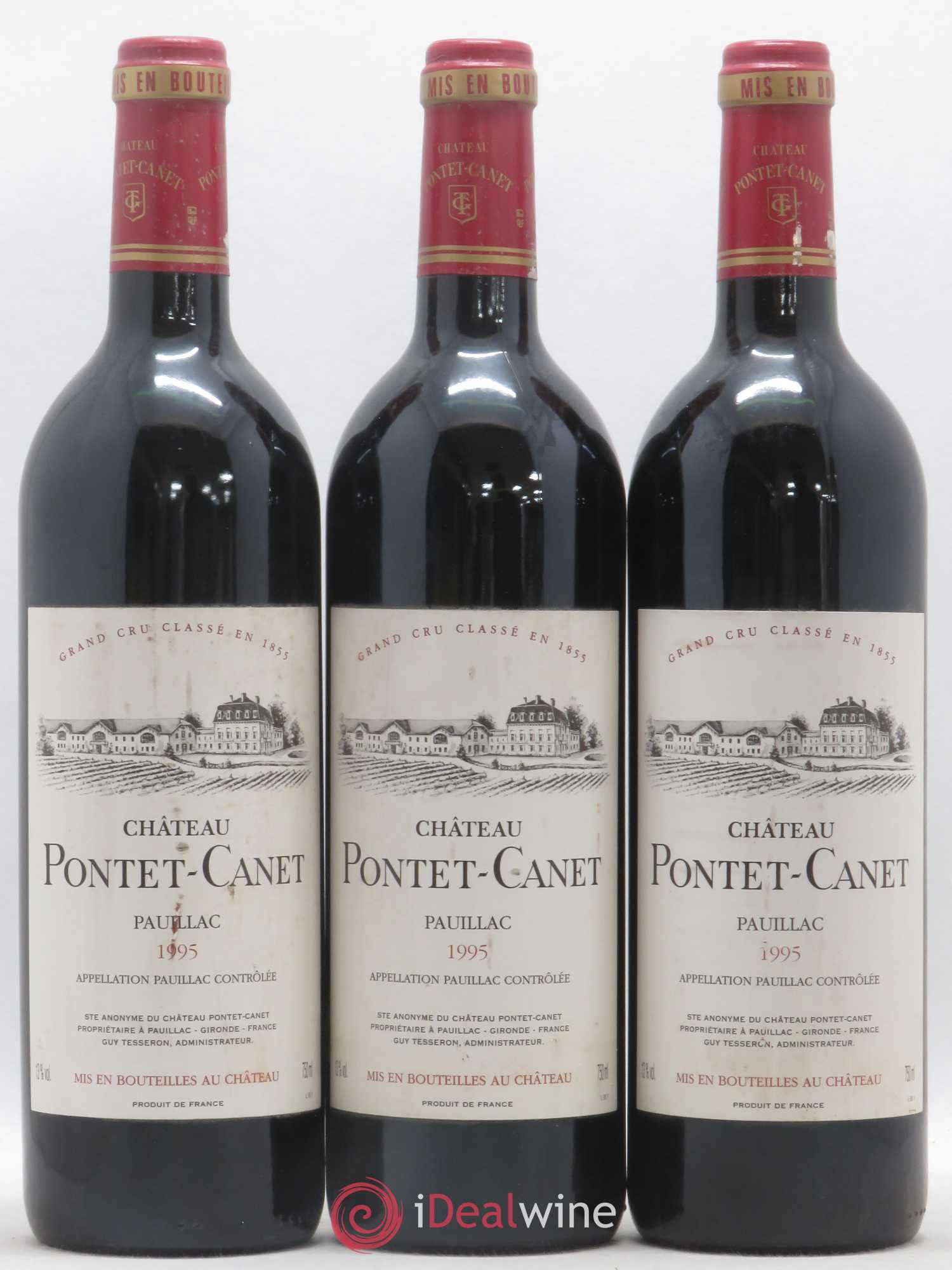 Château Pontet Canet 5ème Grand Cru Classé 1995 - Lot de 3 bouteilles - 0
