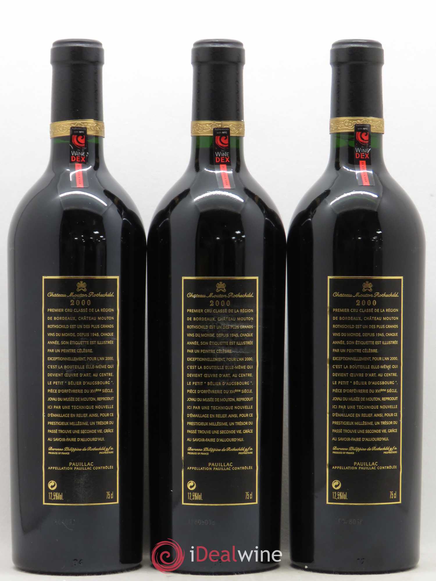Château Mouton Rothschild 1er Grand Cru Classé 2000 - Lot de 3 bouteilles - 1