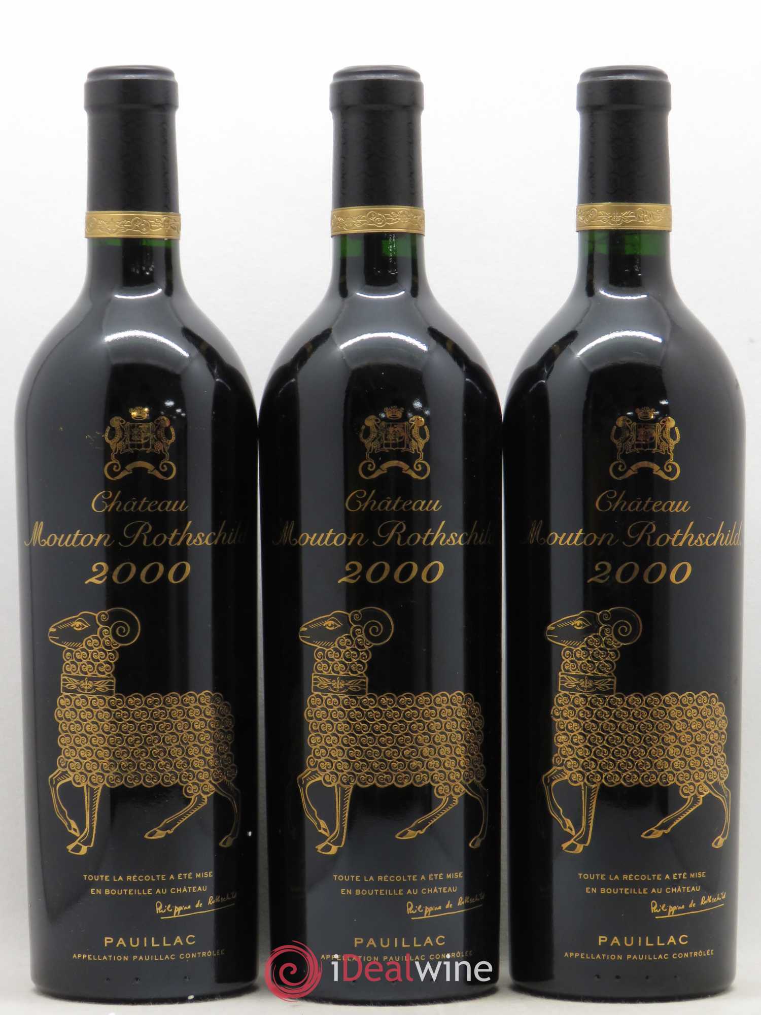Château Mouton Rothschild 1er Grand Cru Classé 2000 - Lot de 3 bouteilles - 0