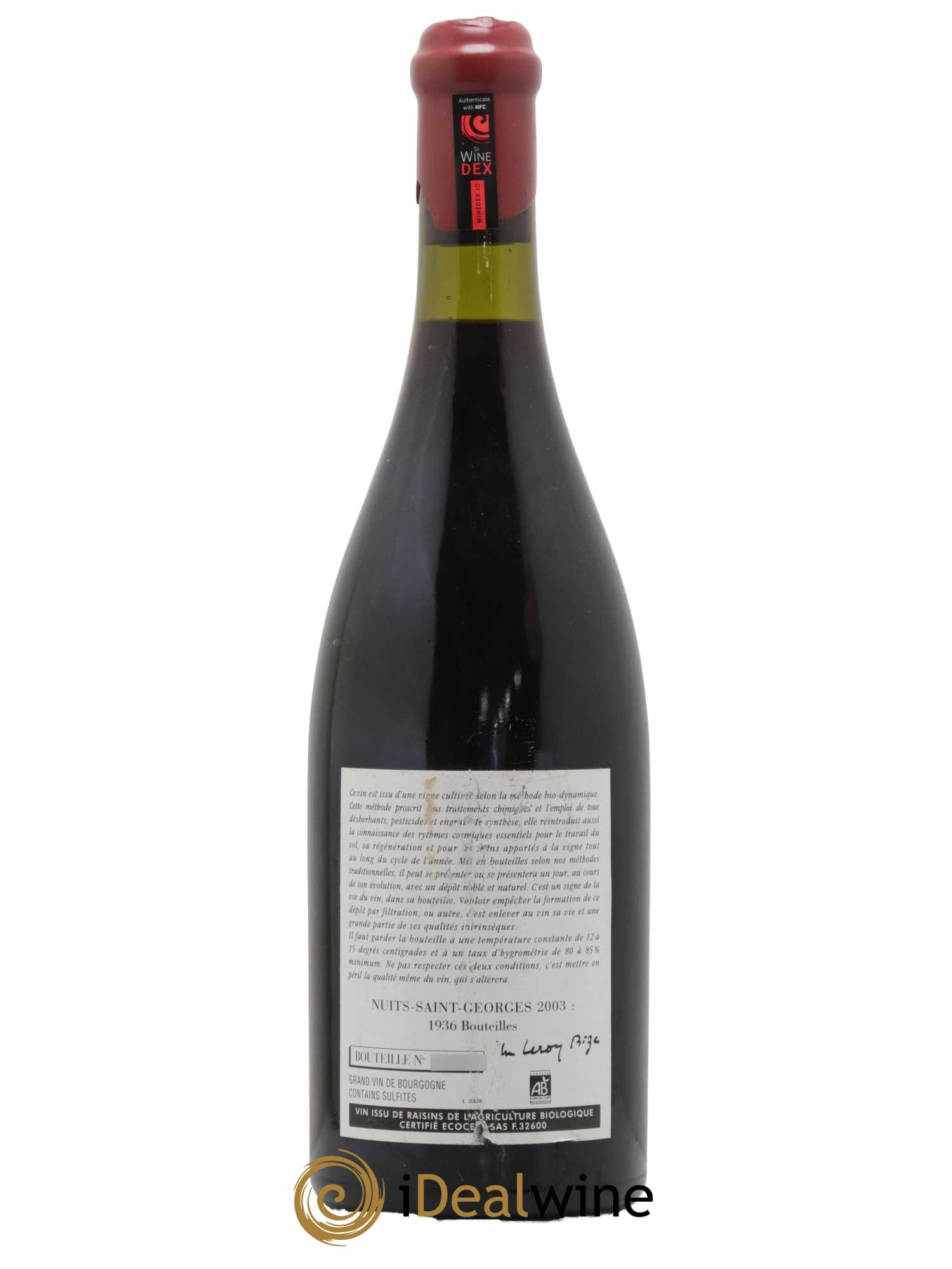 Nuits-Saint-Georges Leroy (Domaine) 2003 - Lot de 1 bouteille - 1