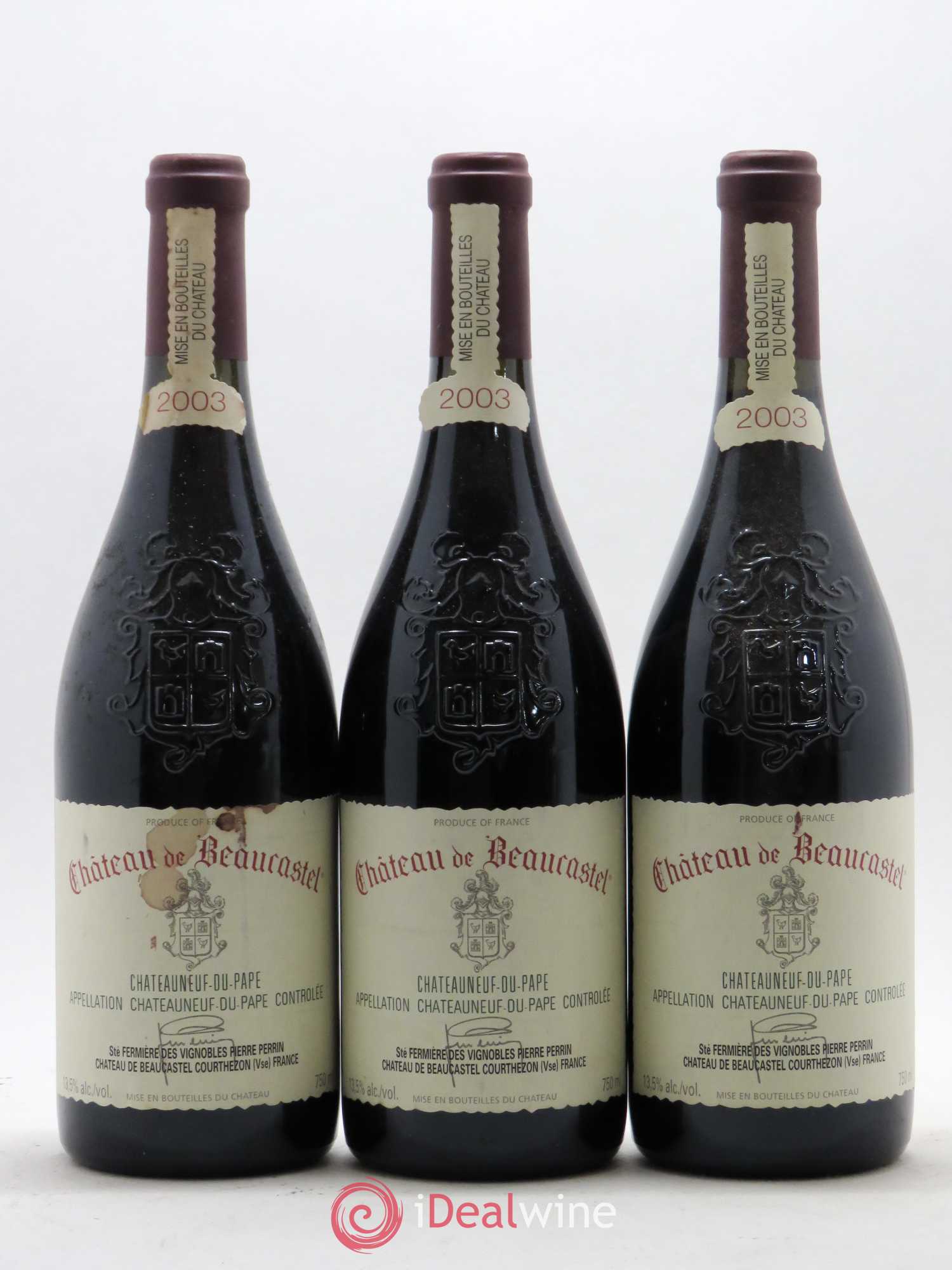 Châteauneuf-du-Pape Château de Beaucastel Famille Perrin 2003 - Lot de 3 bouteilles - 0
