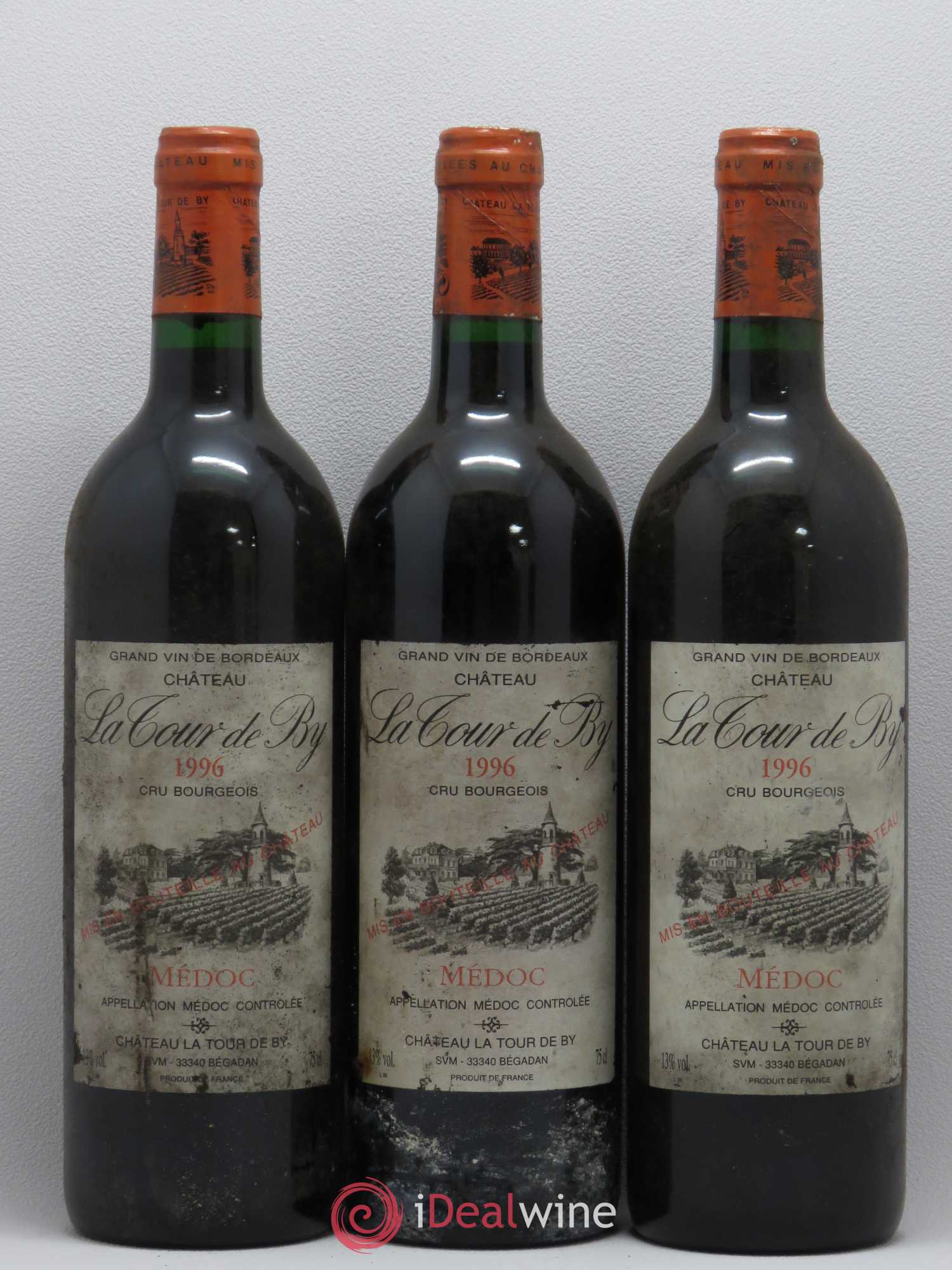 Château La Tour de By Cru Bourgeois 1996 - Lot de 3 bouteilles - 0