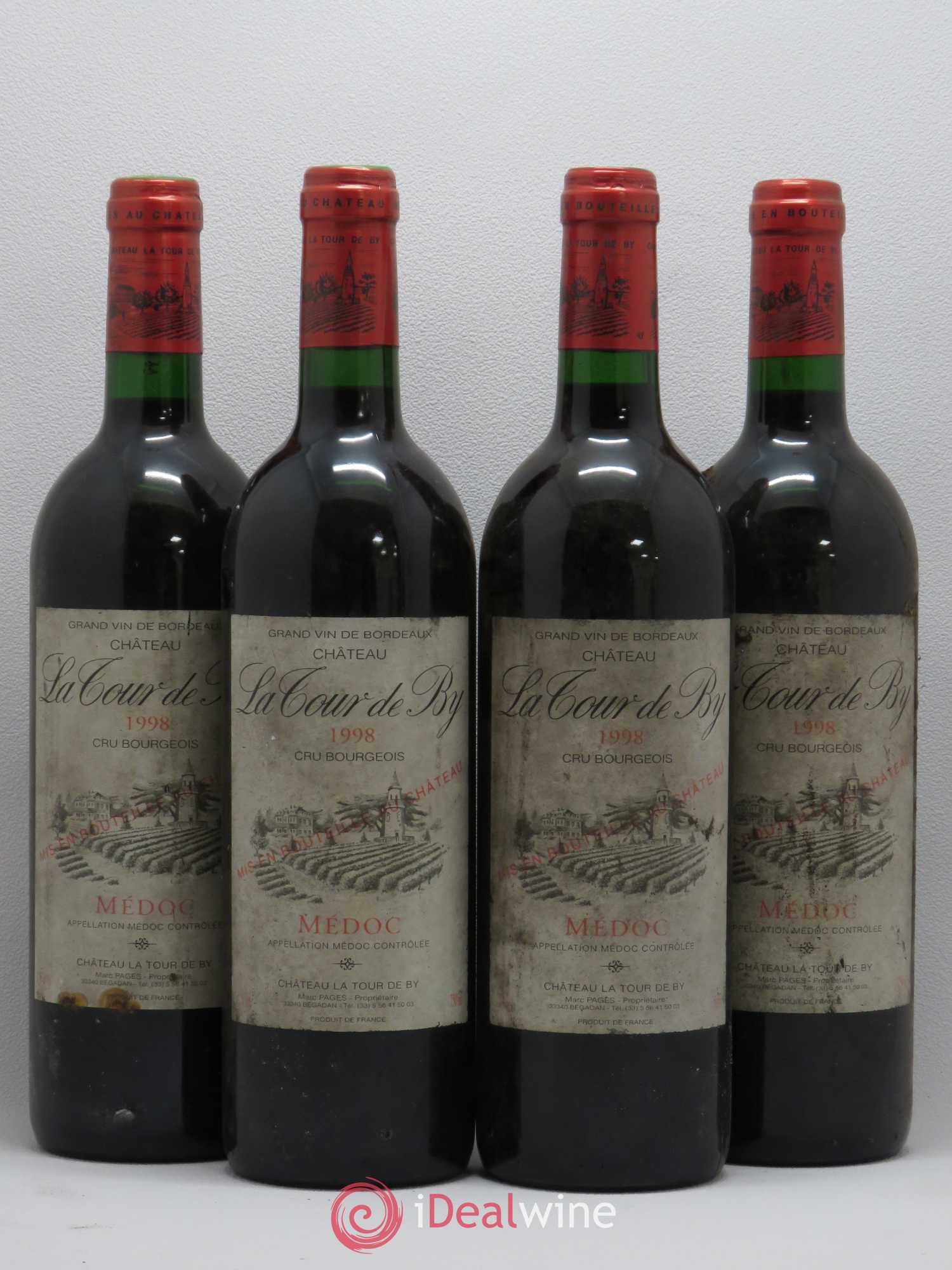 Château La Tour de By Cru Bourgeois 1998 - Lot de 4 bouteilles - 0