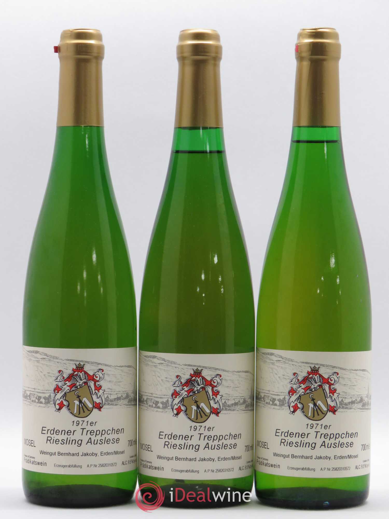 Riesling Auslese Erdener Treppchen Bernhard Jakoby 1971 - Lotto di 3 bottiglie - 0