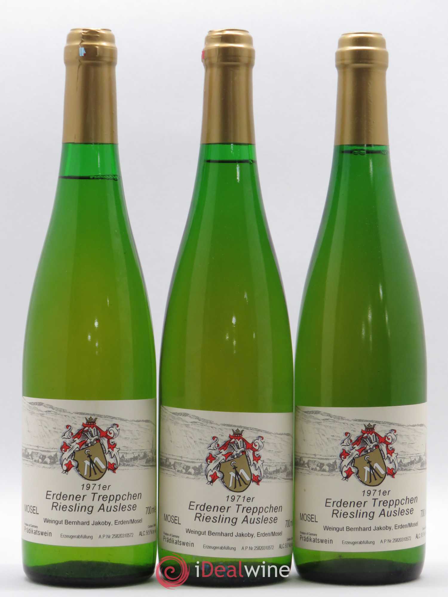 Riesling Auslese Erdener Treppchen Bernhard Jakoby 1971 - Posten von 3 Flaschen - 0
