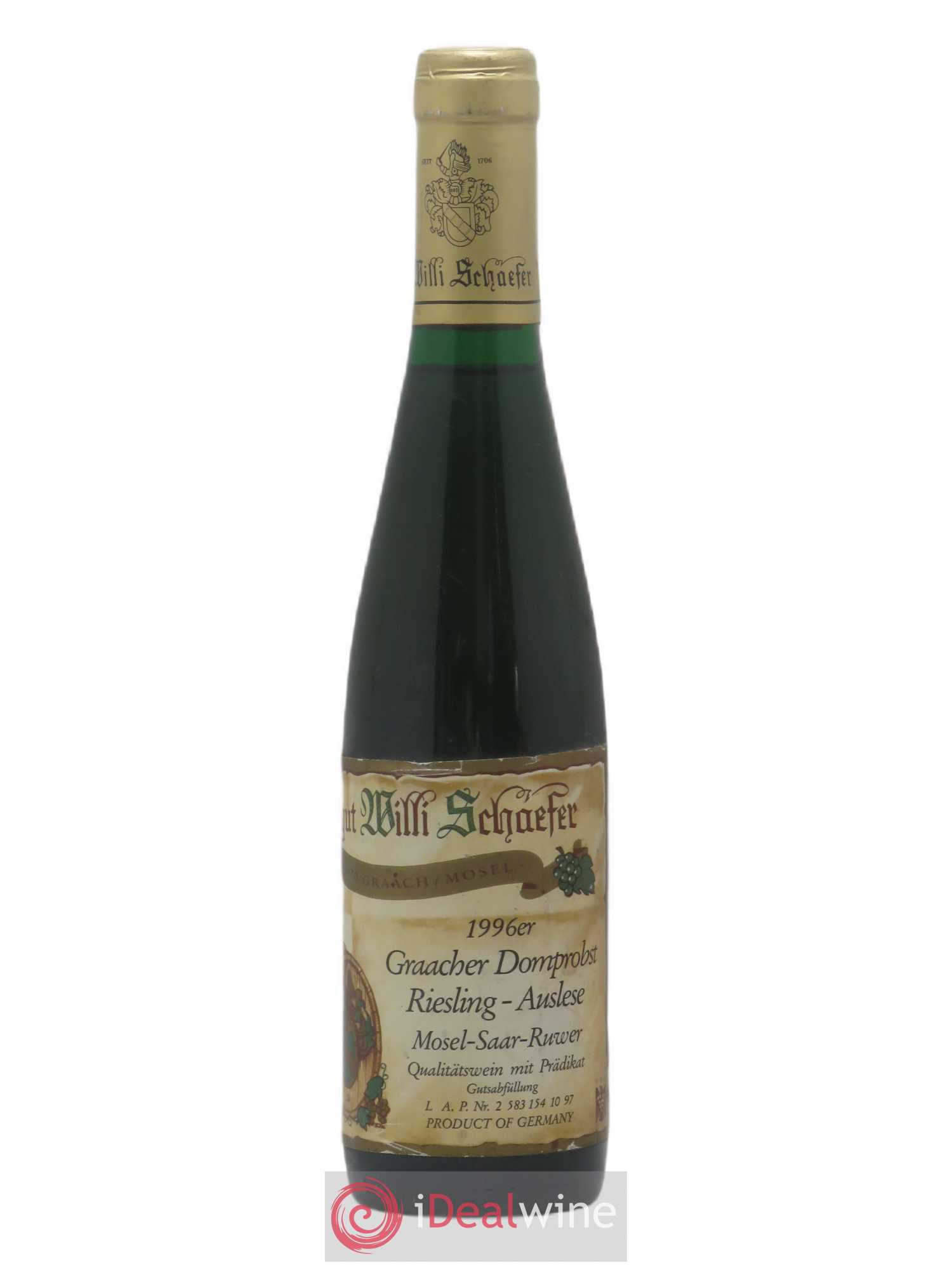 Riesling Willi Schaefer Graacher Domprobst Auslese 1996 - Posten von 1 Demi-Flasche - 0