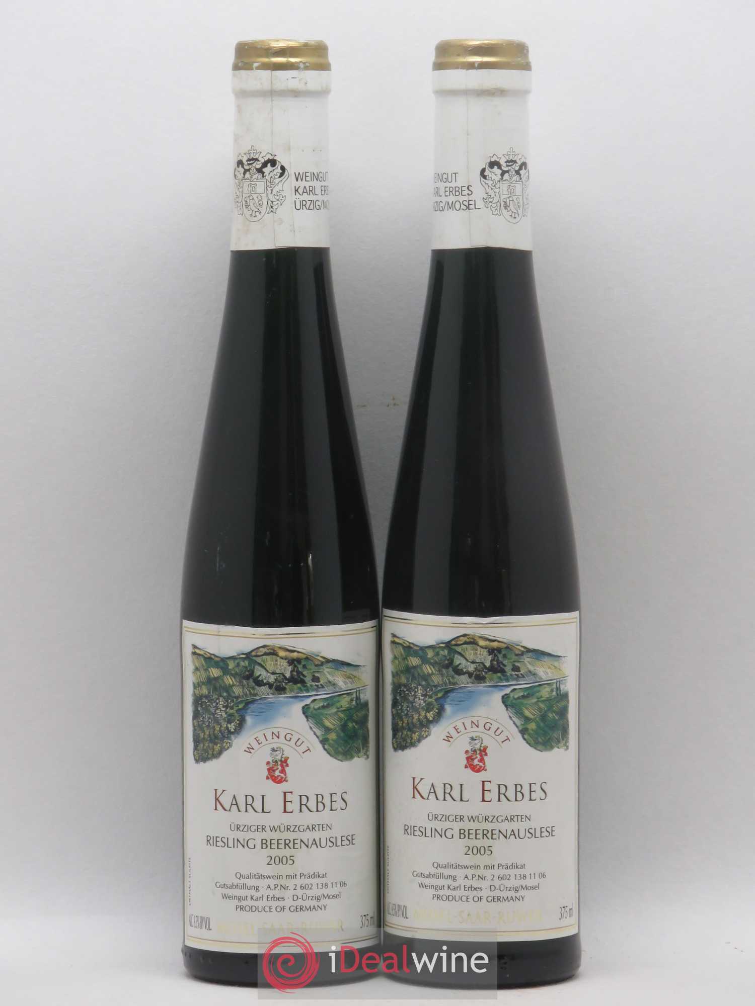 Allemagne Mosel-Saar Ürziger Würzgarten Riesling Beerenauslese Weingut Karl Erbes 2005 - Posten von 2 Demi-Flaschen - 0