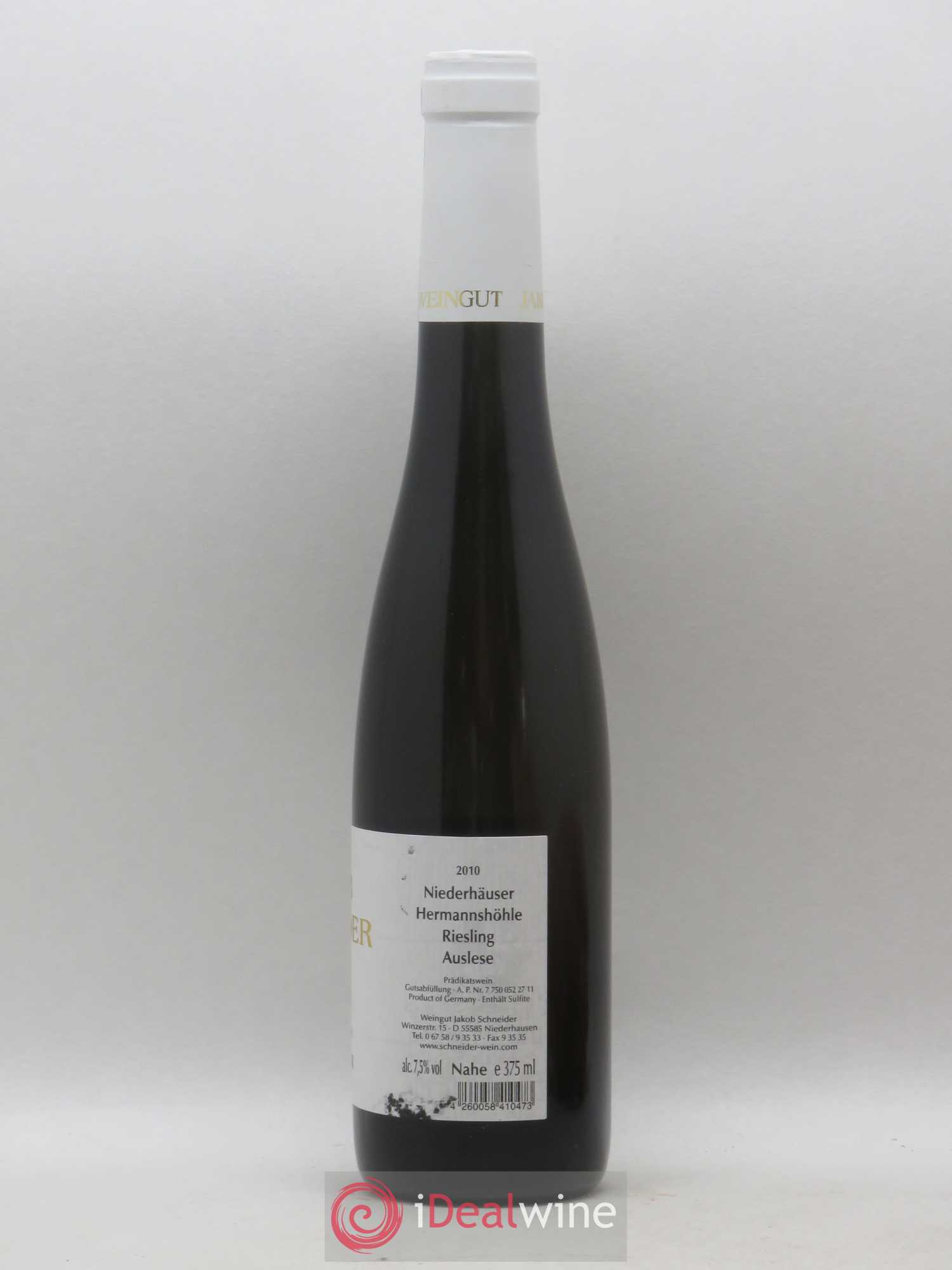 Allemagne Nahe Riesling Auslese Junior Niederhäuser Hermannshöhle J. Schneider 2010 - Posten von 1 Demi-Flasche - 1