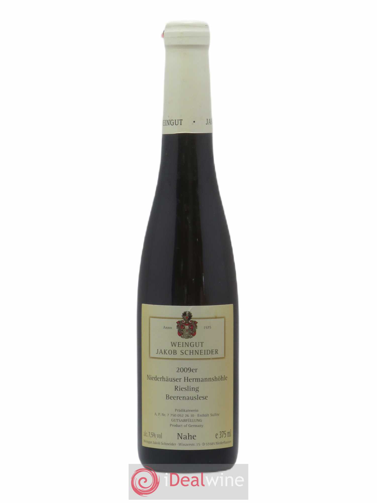 Allemagne Nahe Riesling Beerenauslese Niederhäuser Hermannshöhle J. Schneider (sans prix de réserve) 2009 - Posten von 1 Demi-Flasche - 0