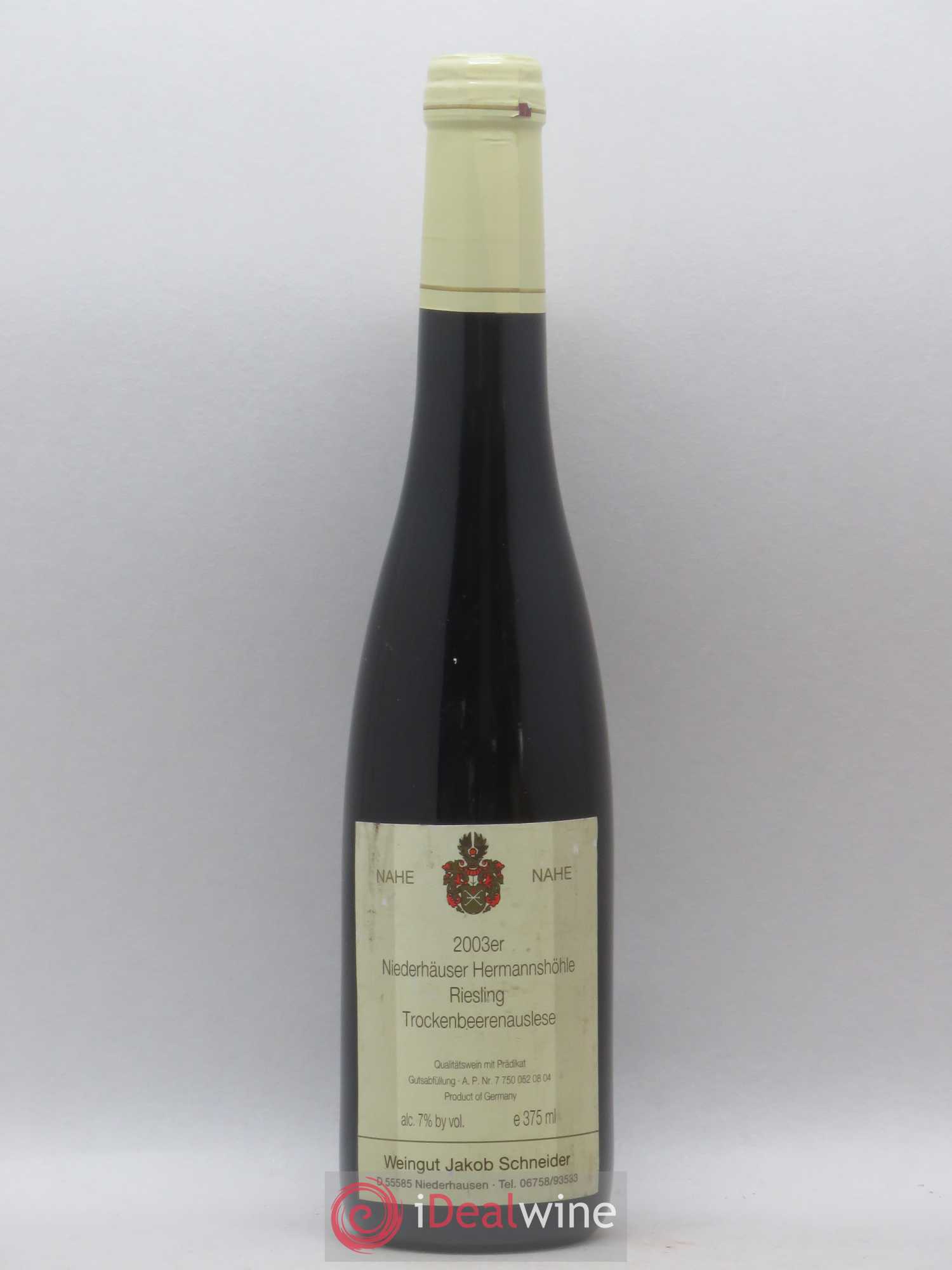 Allemagne Nahe Niederhäuser Hermannshöhle Riesling Trockenbeerenauslese J. Schneider 2003 - Posten von 1 Demi-Flasche - 0
