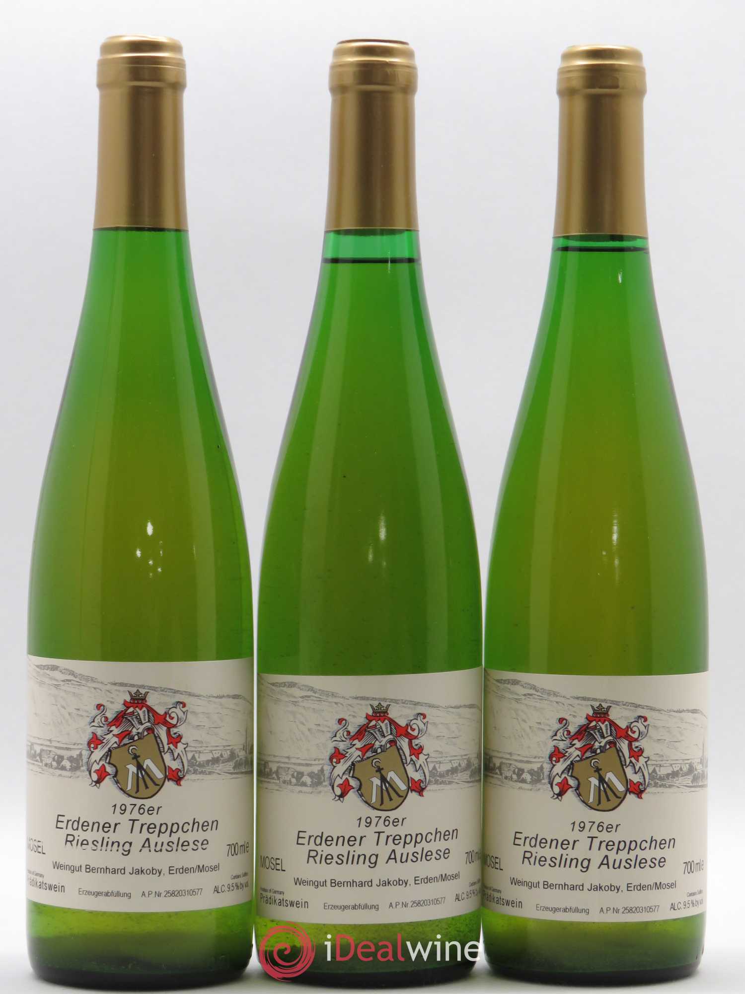 Riesling Auslese Erdener Treppchen Bernhard Jakoby 1976 - Lotto di 3 bottiglie - 0