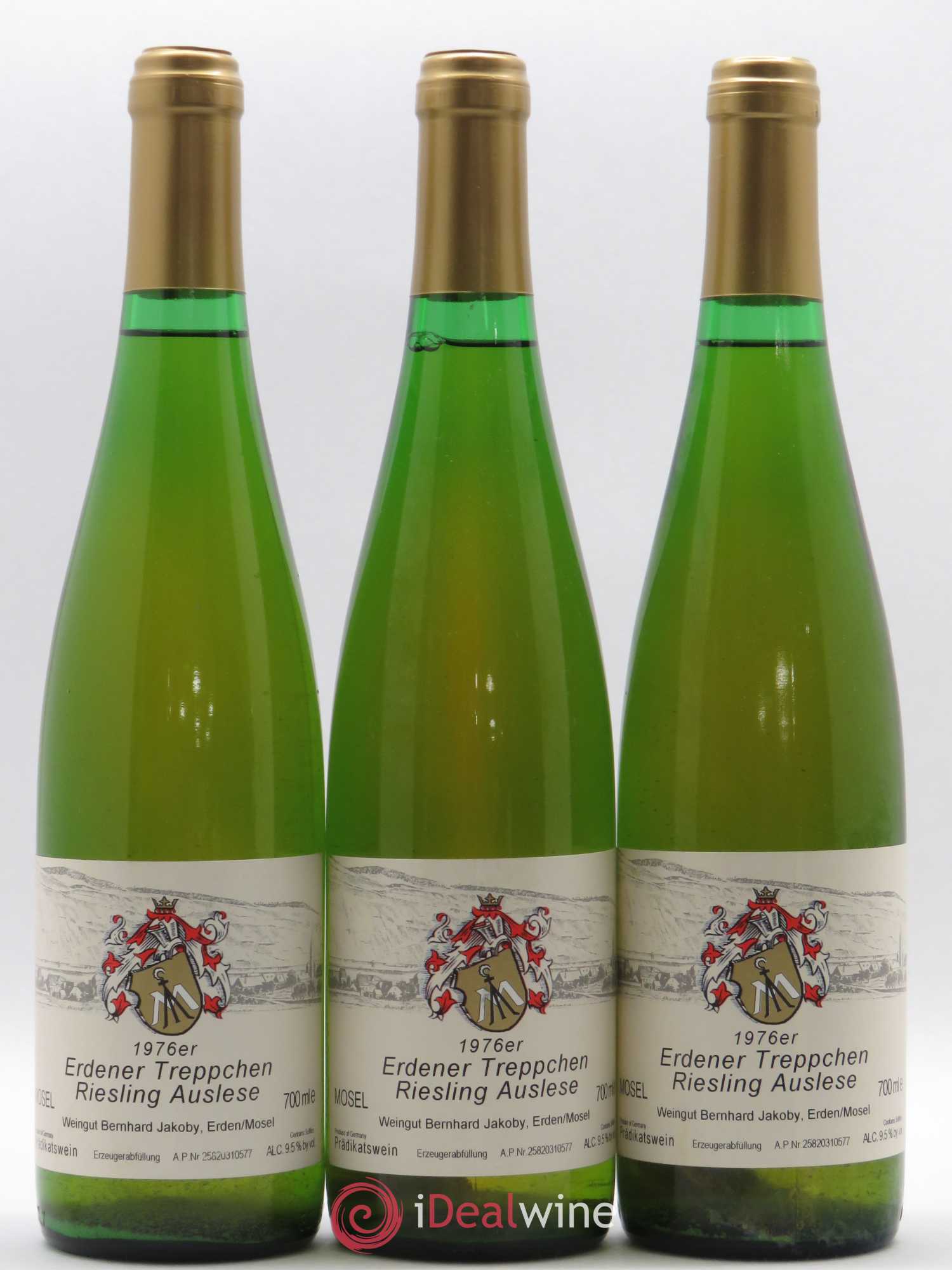 Riesling Auslese Erdener Treppchen Bernhard Jakoby 1976 - Posten von 3 Flaschen - 0