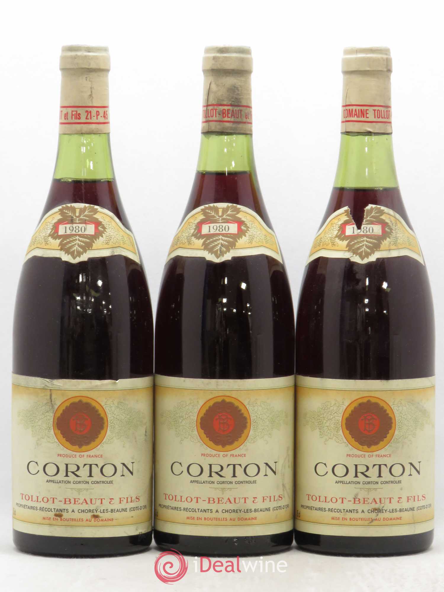 Corton Grand Cru Tollot Beaut (Domaine) 1980 - Lot de 3 bouteilles - 0