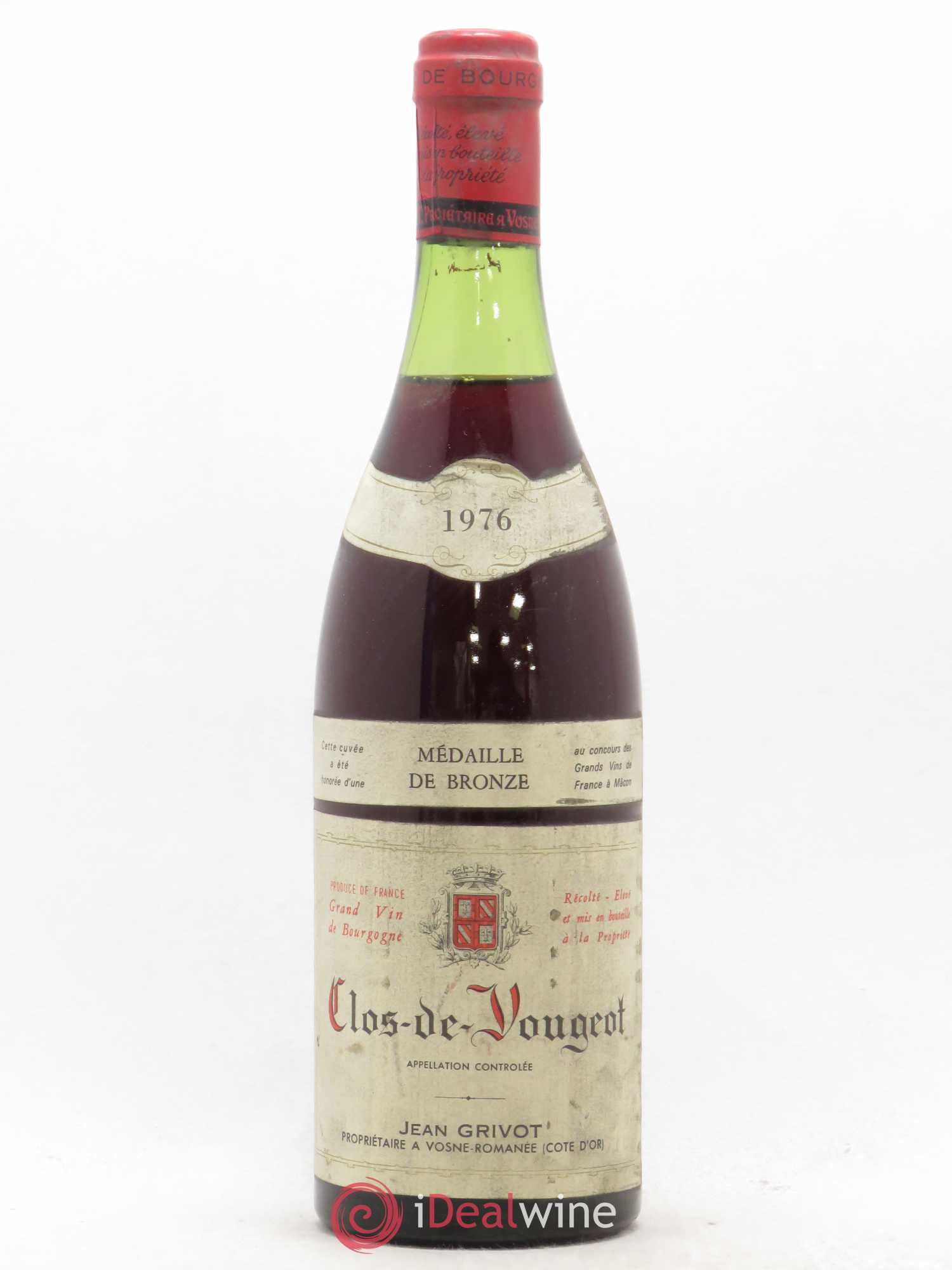 Clos de Vougeot Grand Cru Jean Grivot 1976 - Lot de 1 bouteille - 0