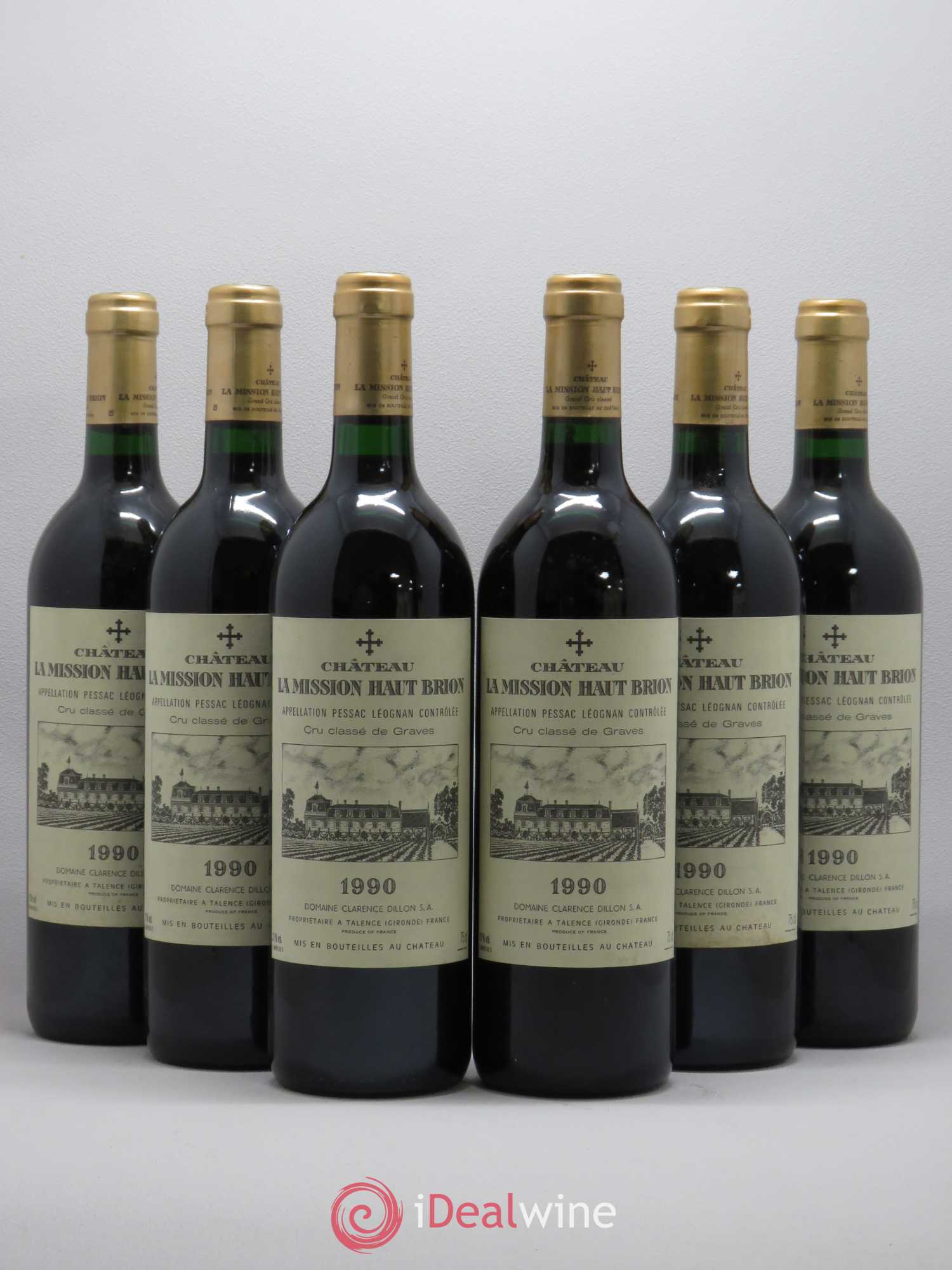 Château la Mission Haut-Brion Cru Classé de Graves 1990 - Lot de 6 bouteilles - 0