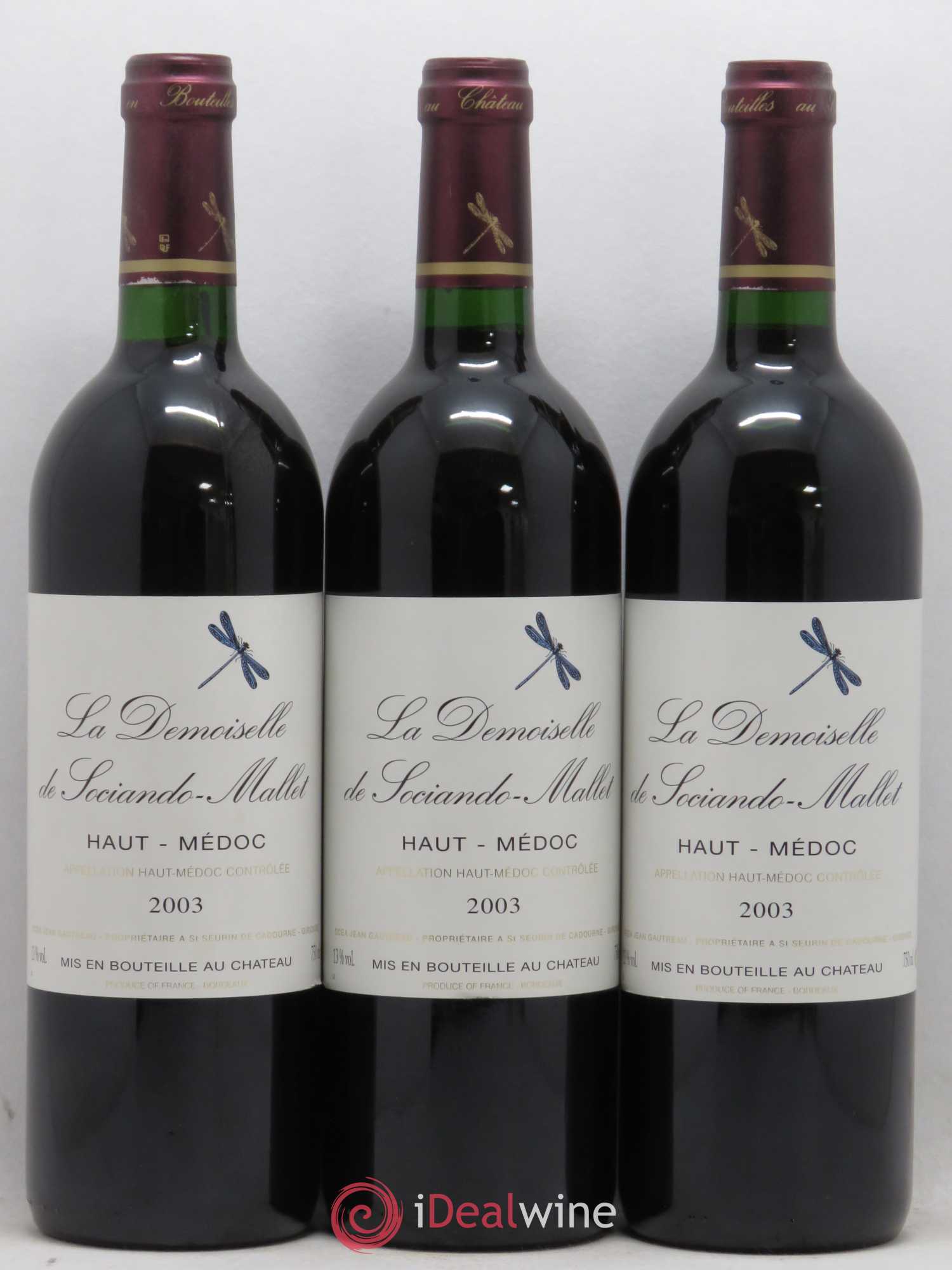 Demoiselle de Sociando Mallet Second Vin 2003 - Lot de 12 bouteilles - 1