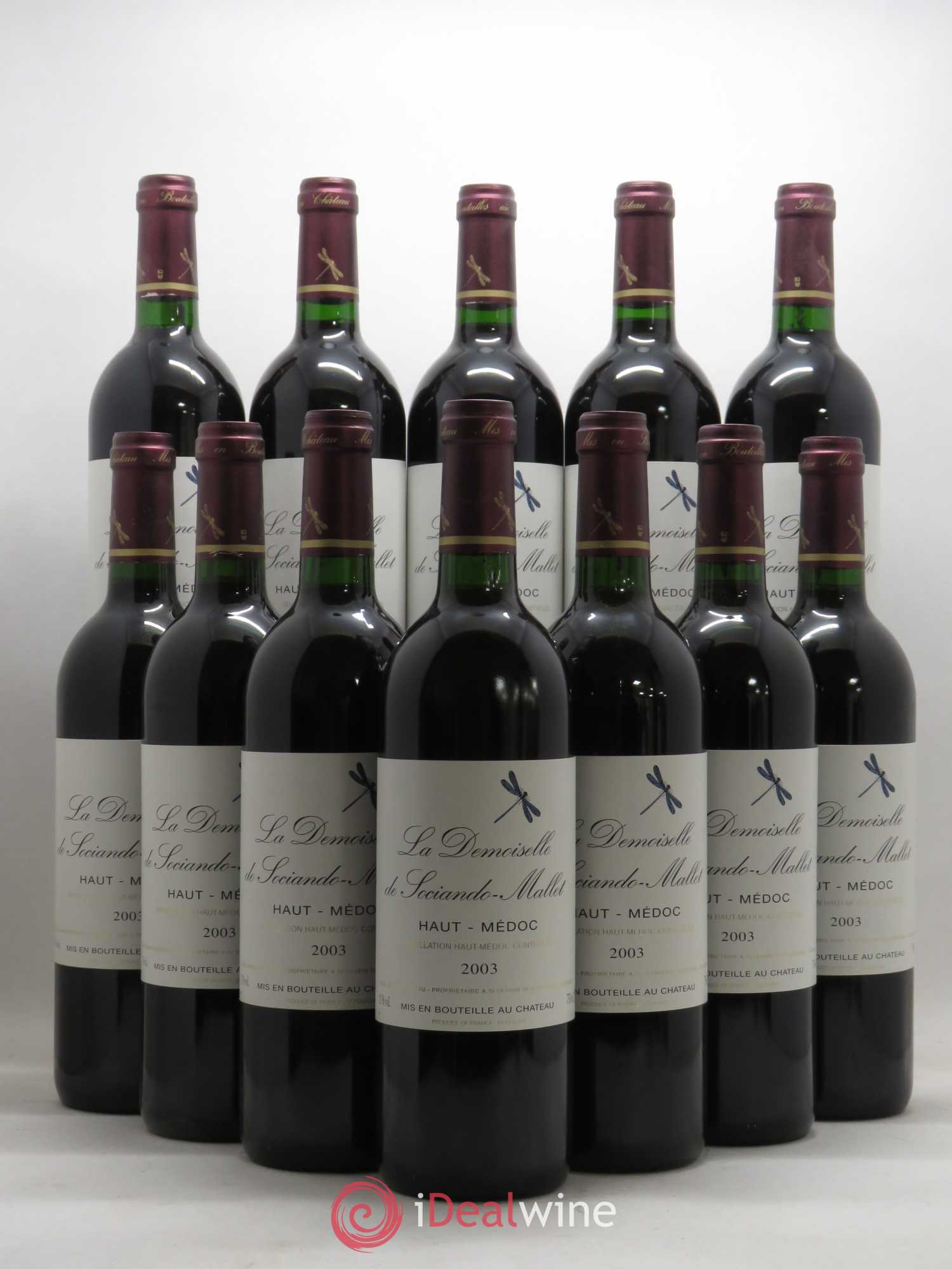 Demoiselle de Sociando Mallet Second Vin 2003 - Lot de 12 bouteilles - 0