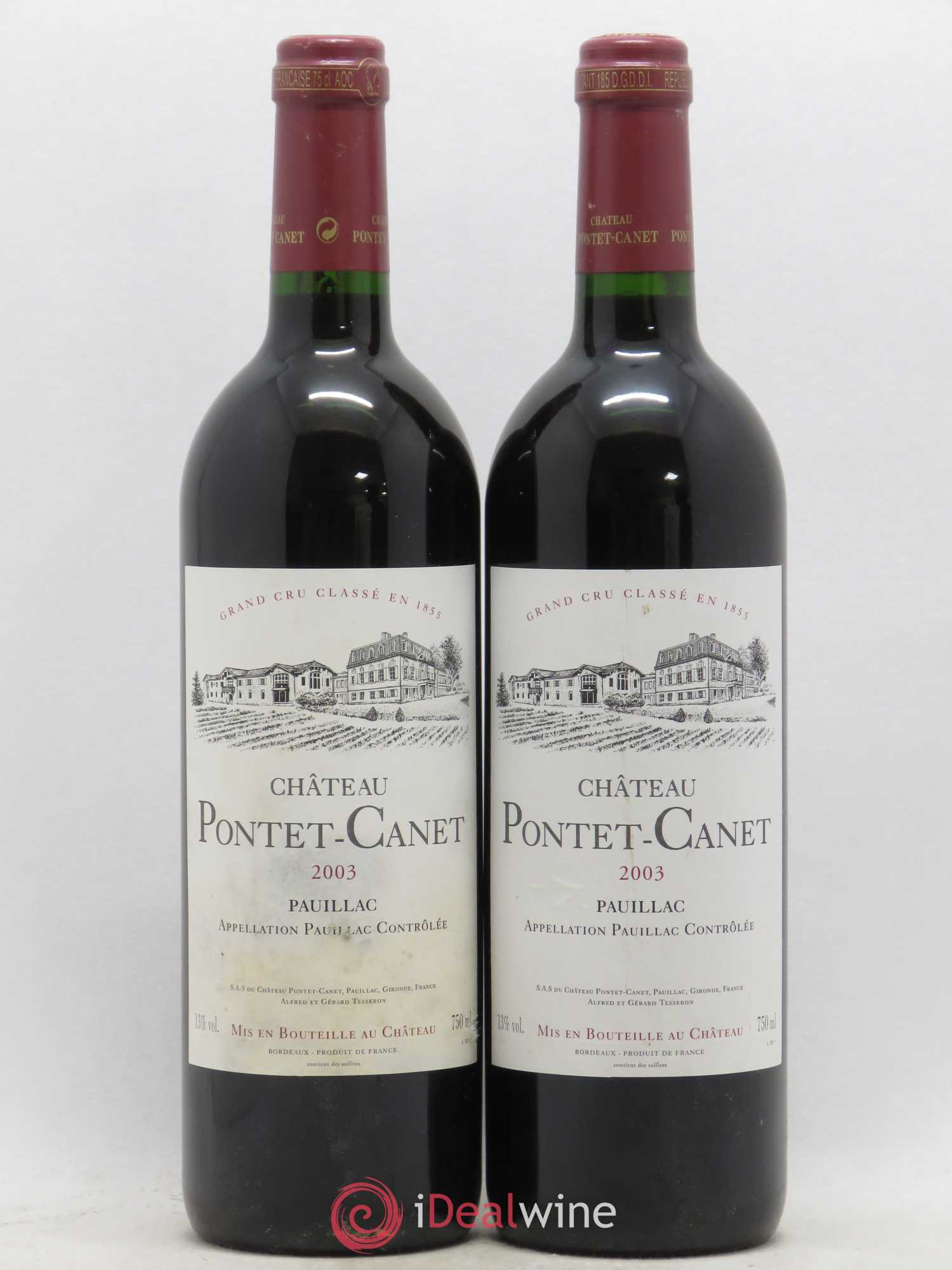 Château Pontet Canet 5ème Grand Cru Classé 2003 - Lot de 2 bouteilles - 0