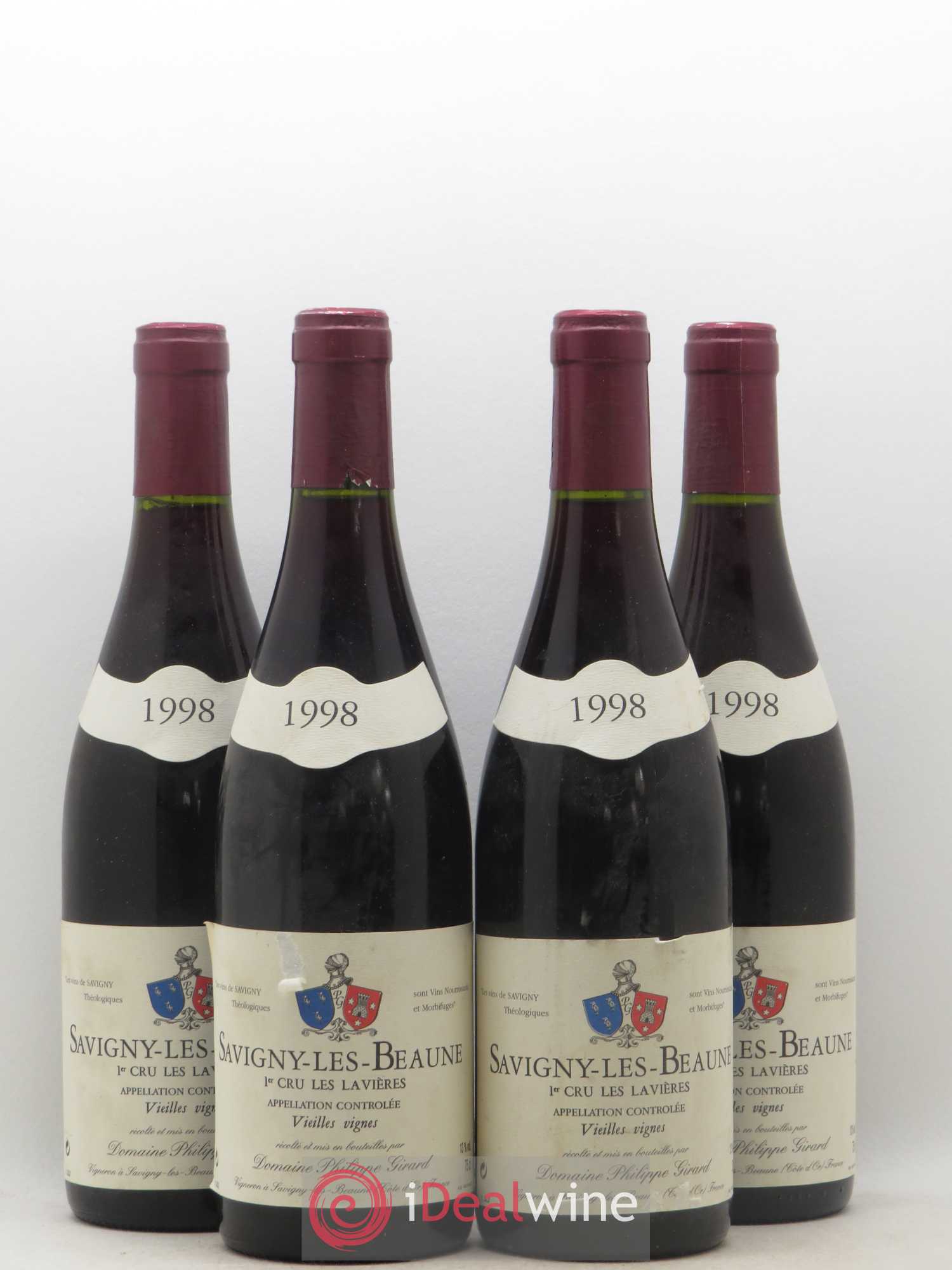 Savigny-lès-Beaune 1er Cru Les Lavières Vieilles Vignes Philippe Girard 1998 - Posten von 4 Flaschen - 0