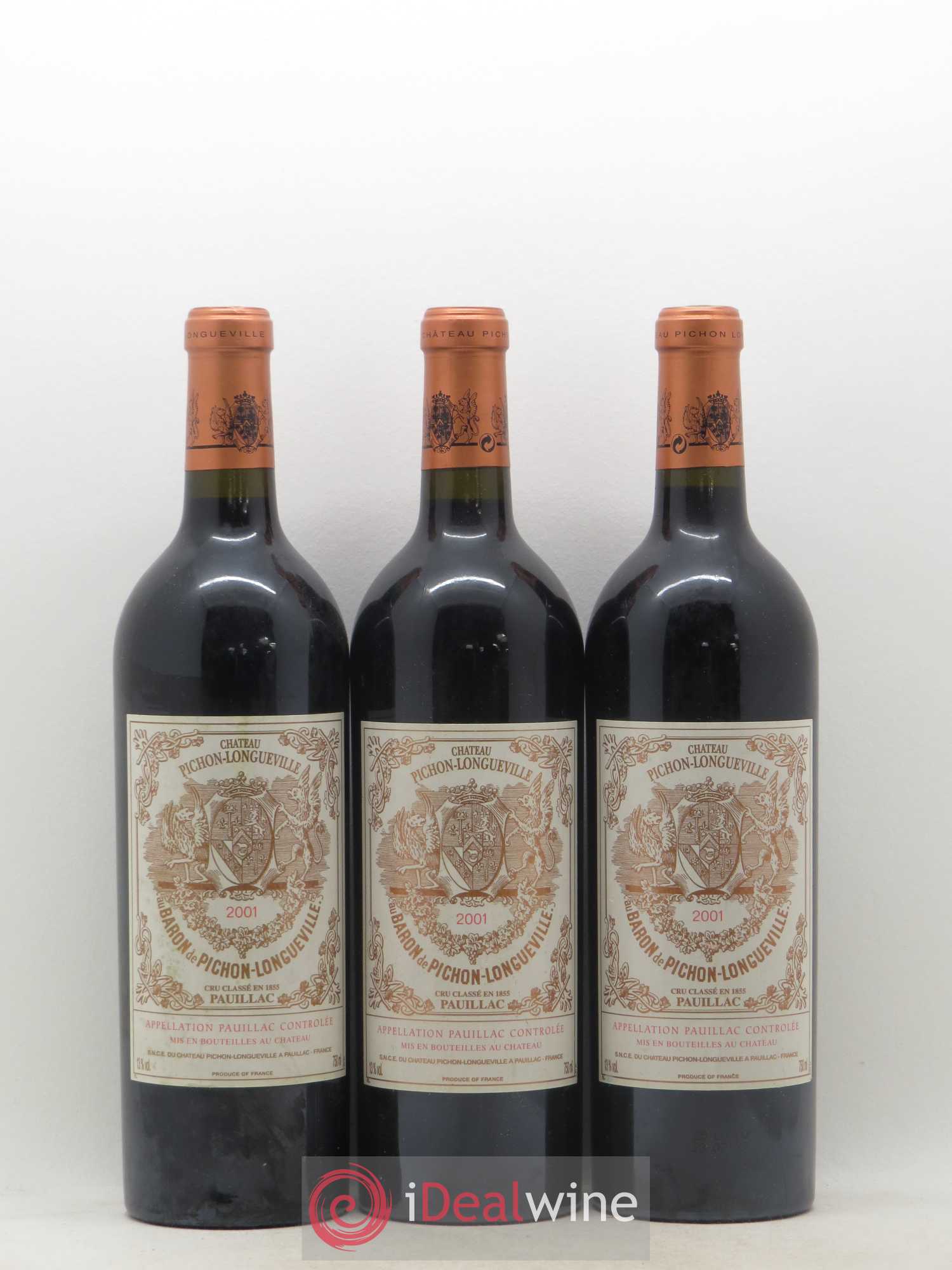Pichon Longueville Baron 2ème Grand Cru Classé 2001 - Lot de 3 bouteilles - 0