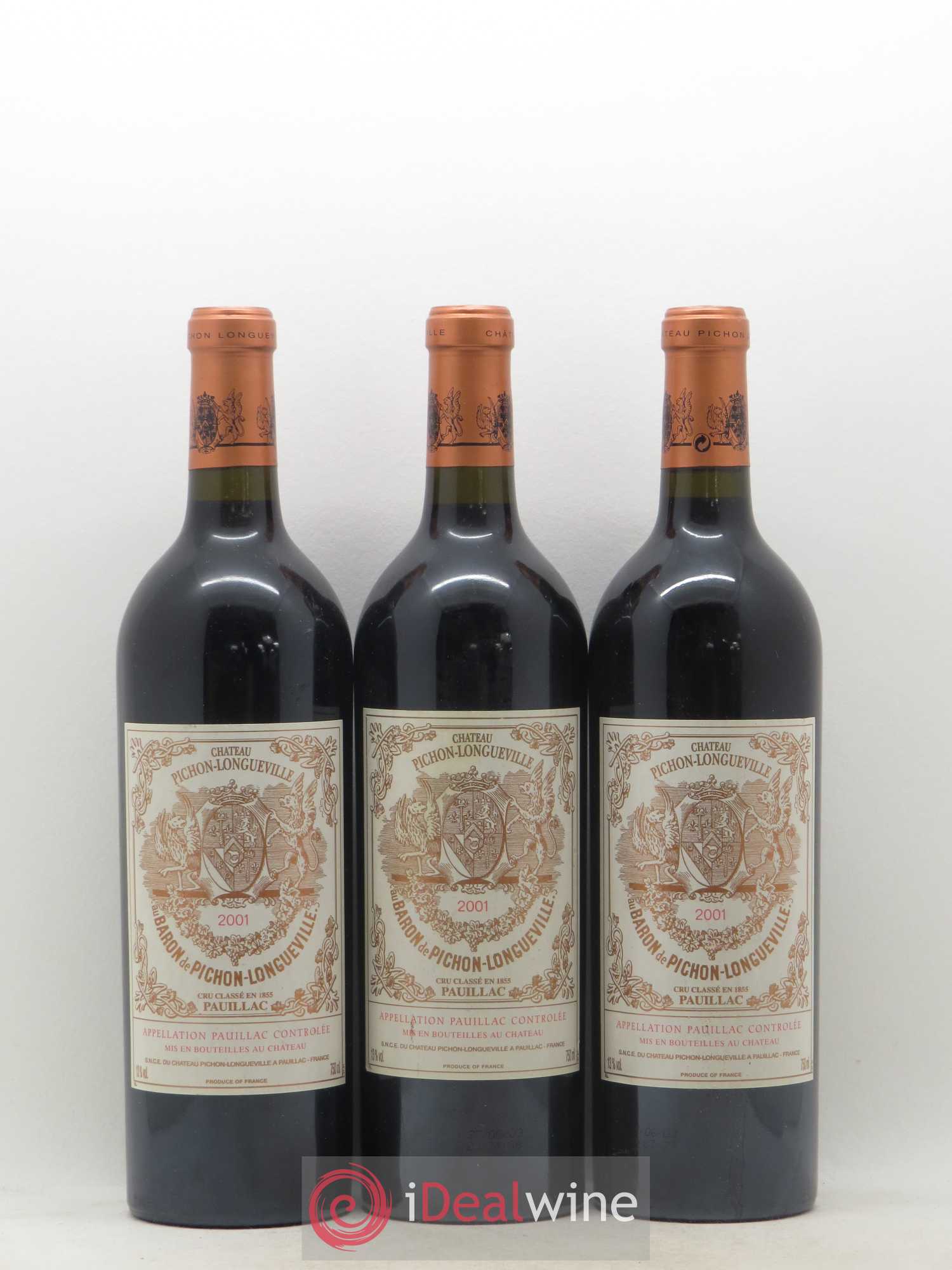 Pichon Longueville Baron 2ème Grand Cru Classé 2001 - Lot de 3 bouteilles - 0