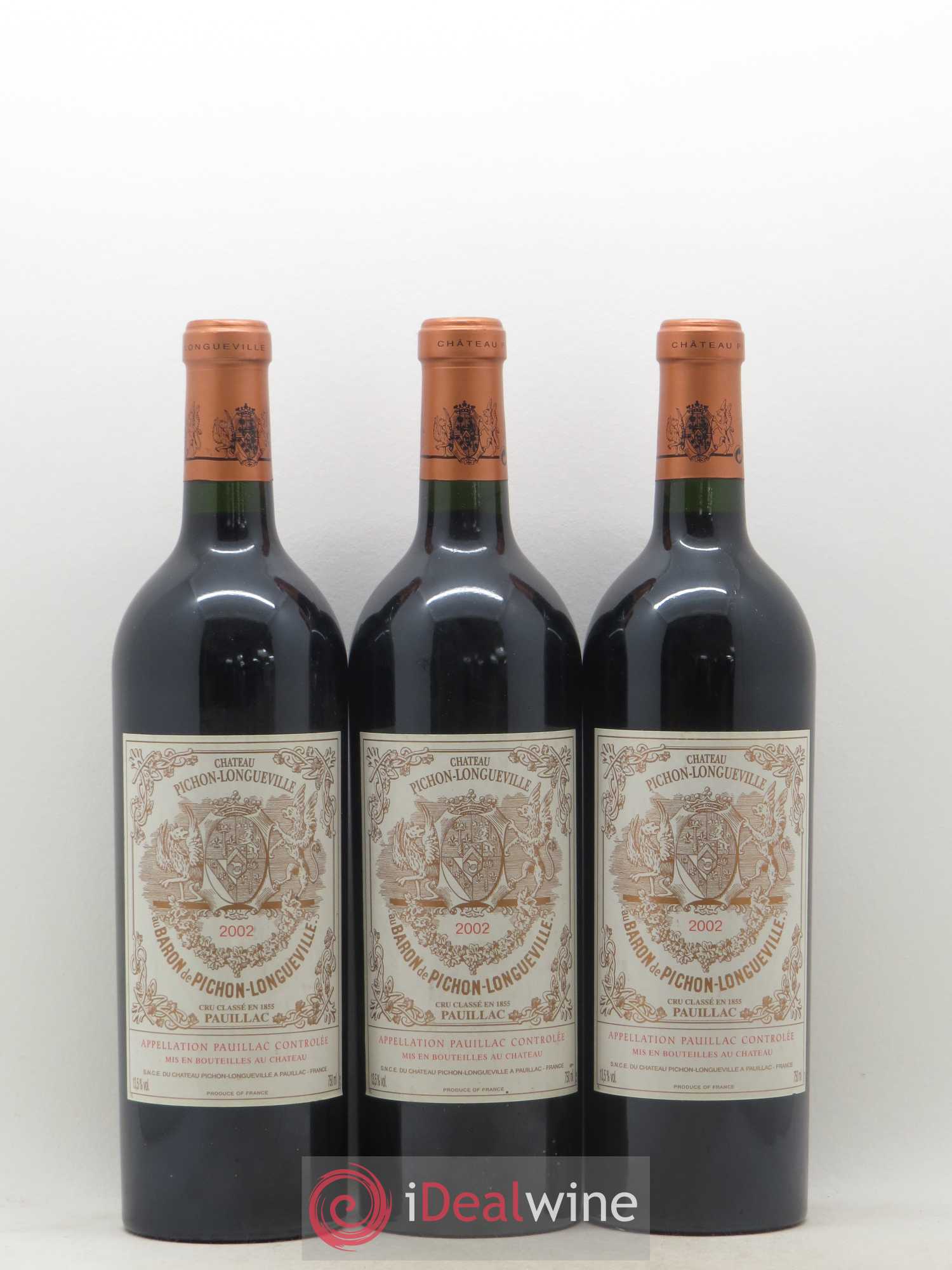 Pichon Longueville Baron 2ème Grand Cru Classé 2002 - Lot de 3 bouteilles - 0