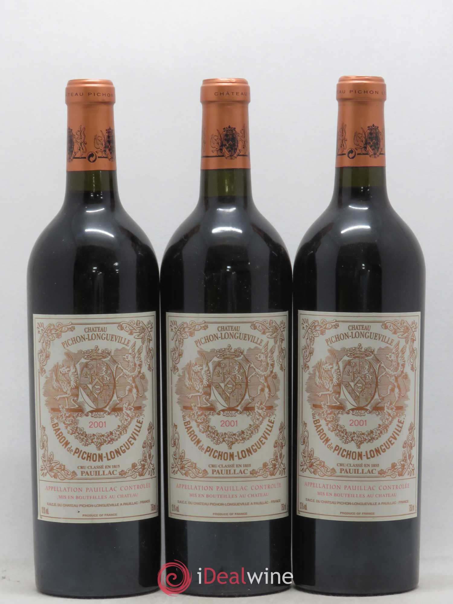 Pichon Longueville Baron 2ème Grand Cru Classé 2001 - Lot de 3 bouteilles - 0