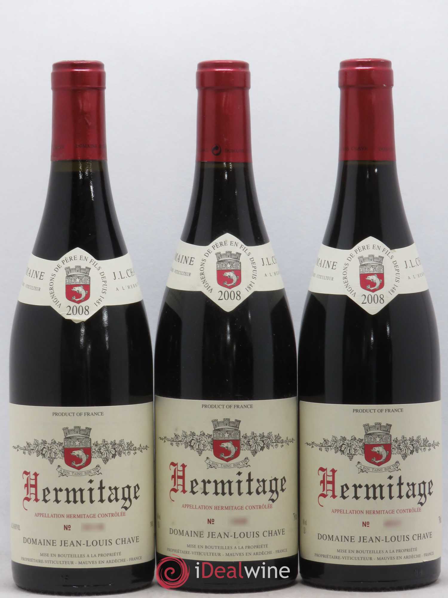 Hermitage Jean-Louis Chave 2008 - Lot de 3 bouteilles - 0