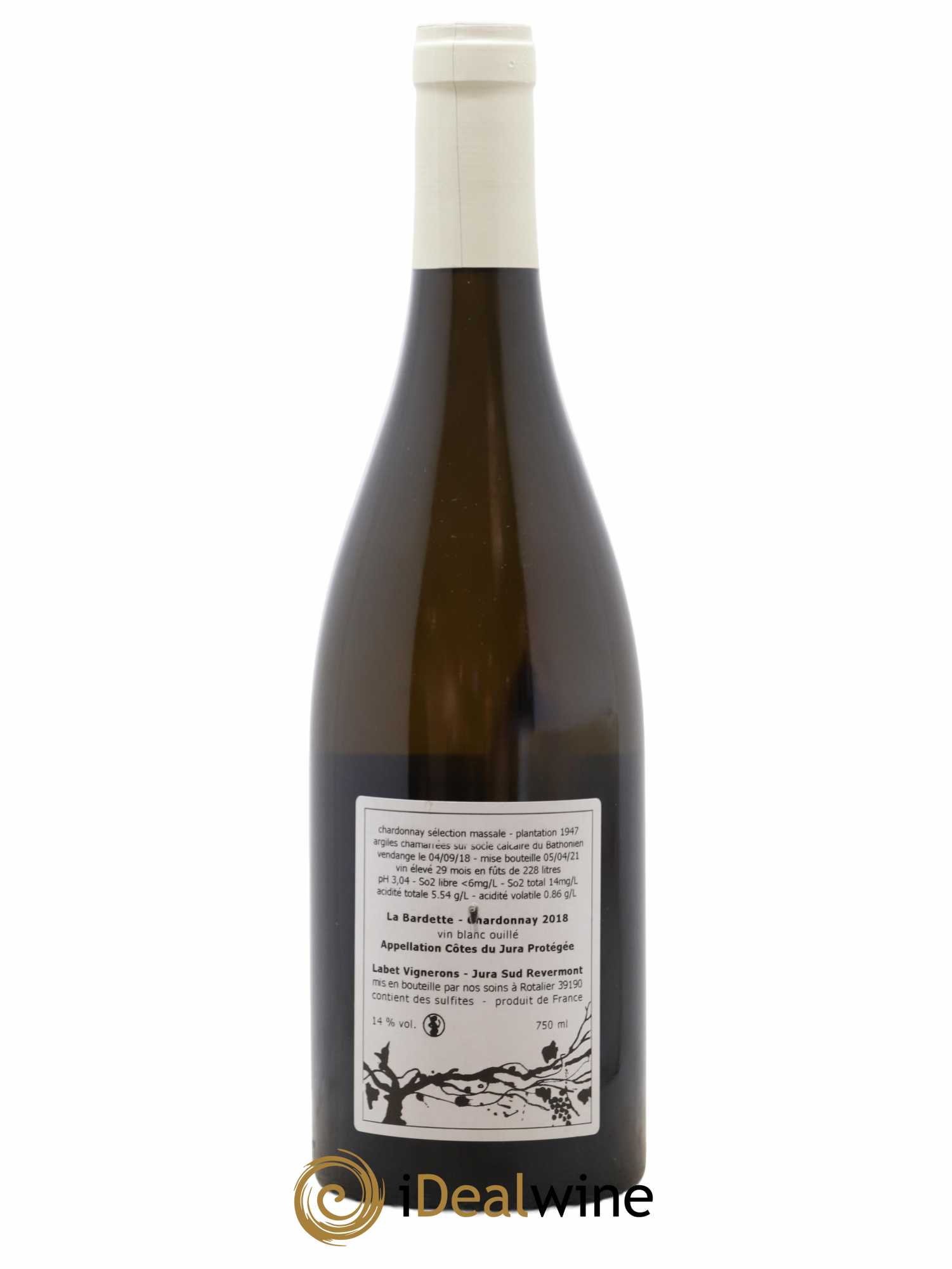 Côtes du Jura Chardonnay La Bardette Romain - Julien - Charline Labet 2018 - Lot de 1 bouteille - 1