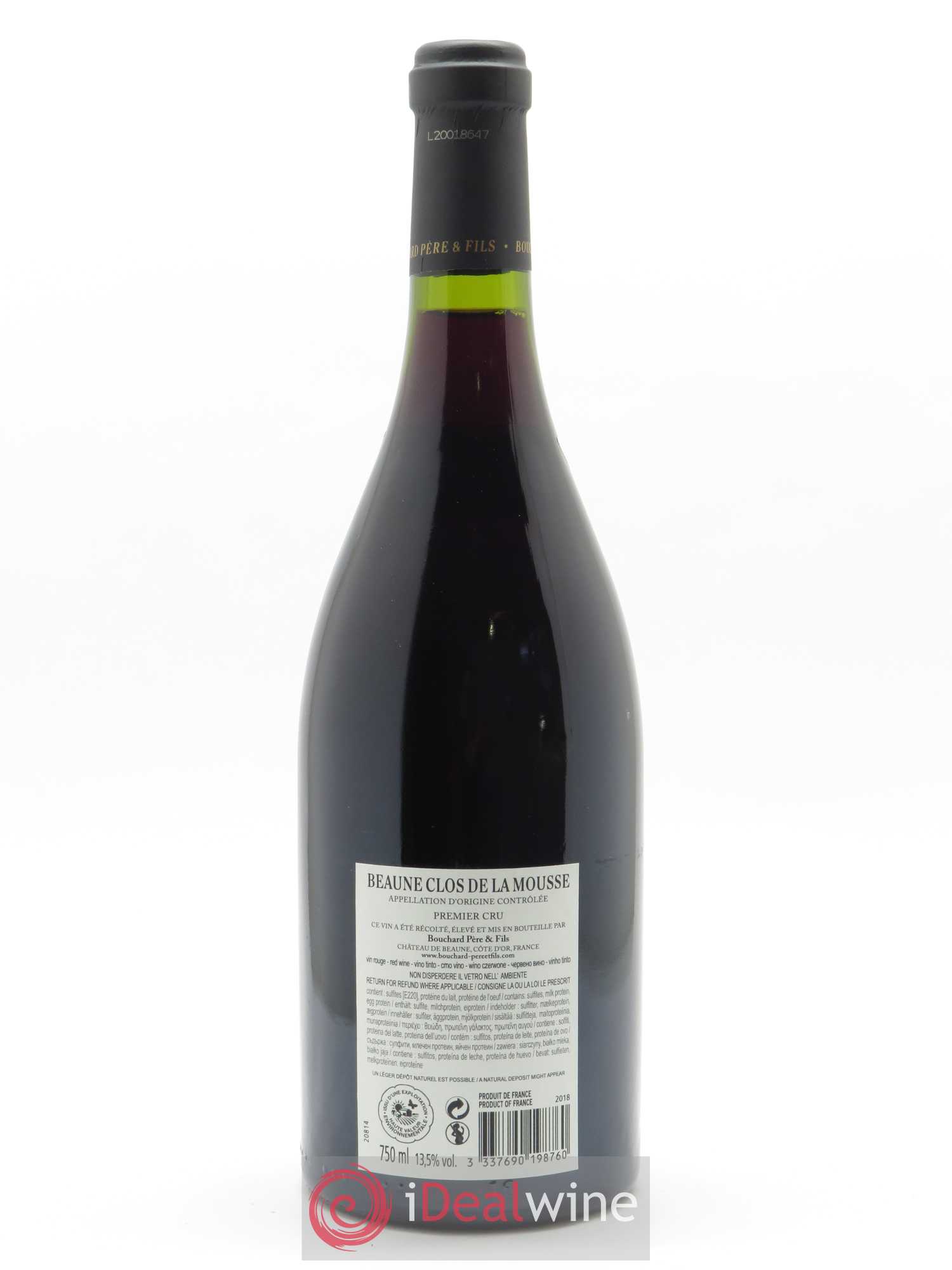 Beaune 1er Cru Clos de la Mousse Bouchard Père & Fils 2018 - Lot de 1 bouteille - 1
