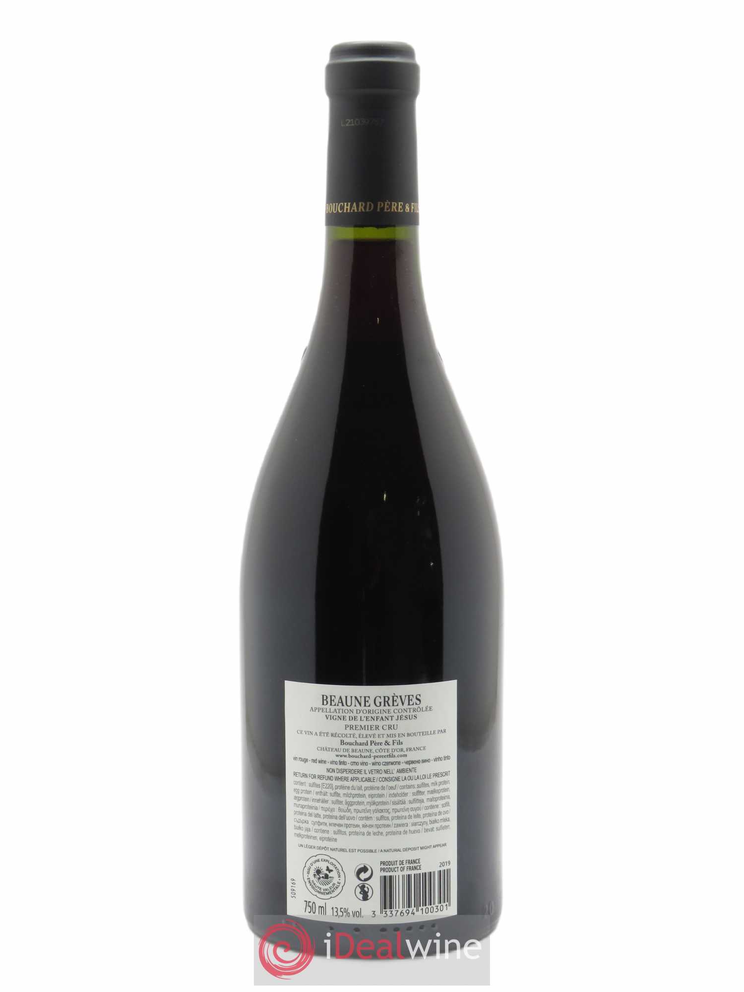 Beaune 1er Cru Grèves - Vigne de l'Enfant Jésus Bouchard Père & Fils 2019 - Lot de 1 bouteille - 1